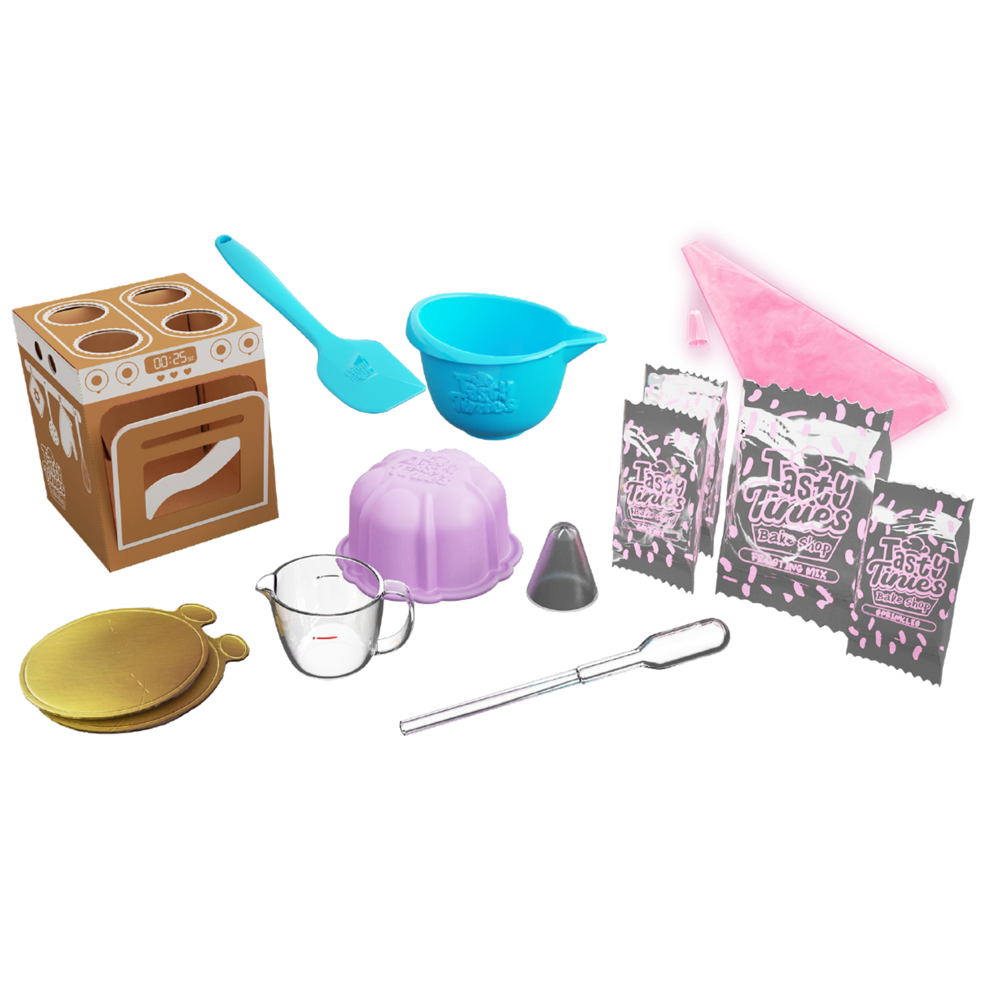 Tasty tinies - kit da cucina con 2 torte - pasticceria creativa bambini 6+ - glassa + decorazione + accessori - 25 sec cottura microonde - 