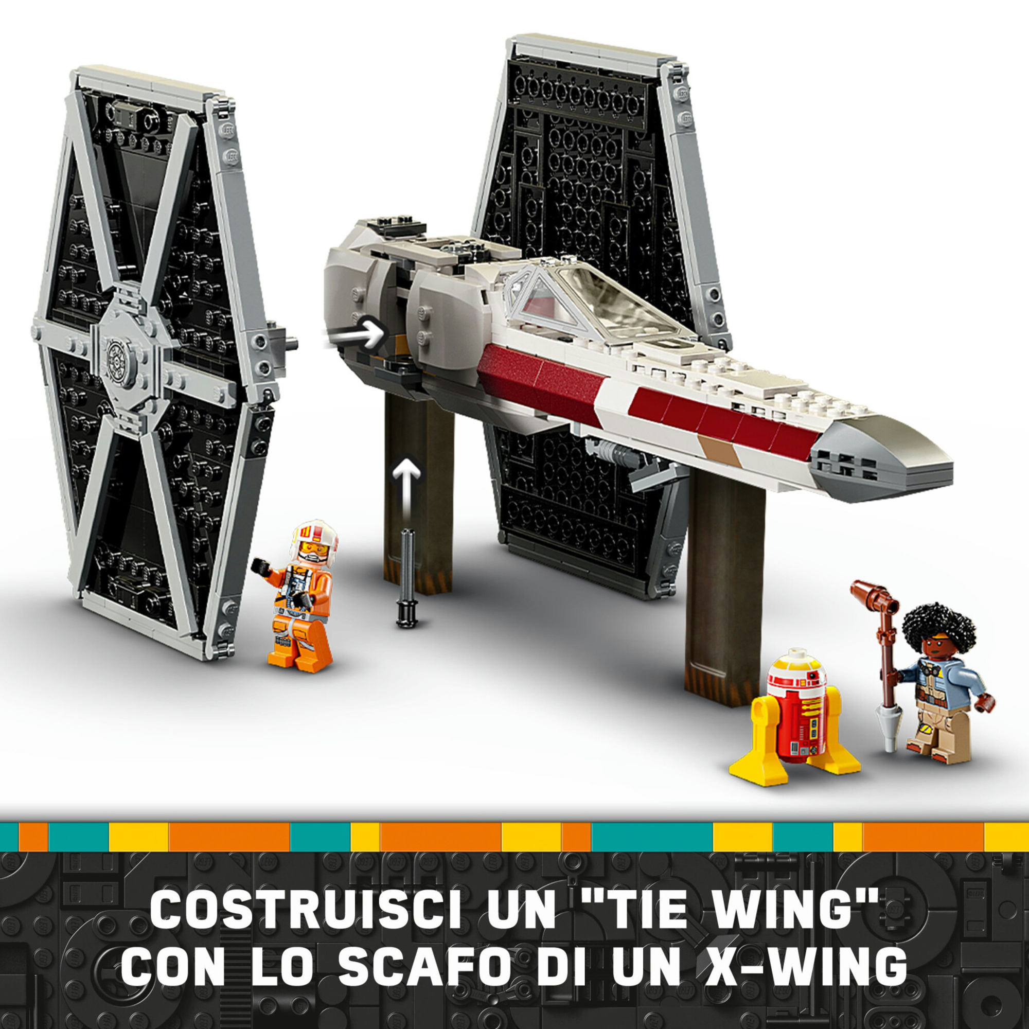 Lego star wars 75393 mash-up tie fighter e x-wing, modellini da costruire di astronavi giocattolo, giochi creativi bambini 9+ - LEGO® Star Wars™