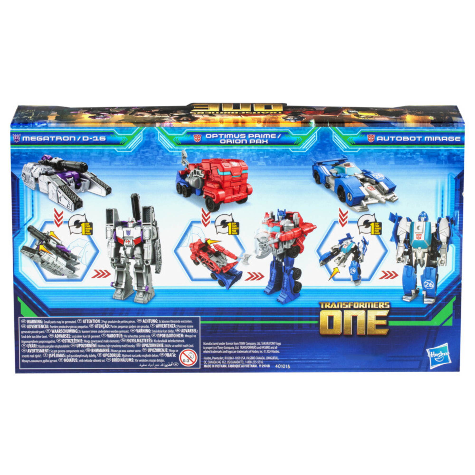 Transformers one, set iacon race 3-pack, con 3 action figure, conversione in 1 passaggio, giocattoli di robot, dai 6 anni in su - Transformers