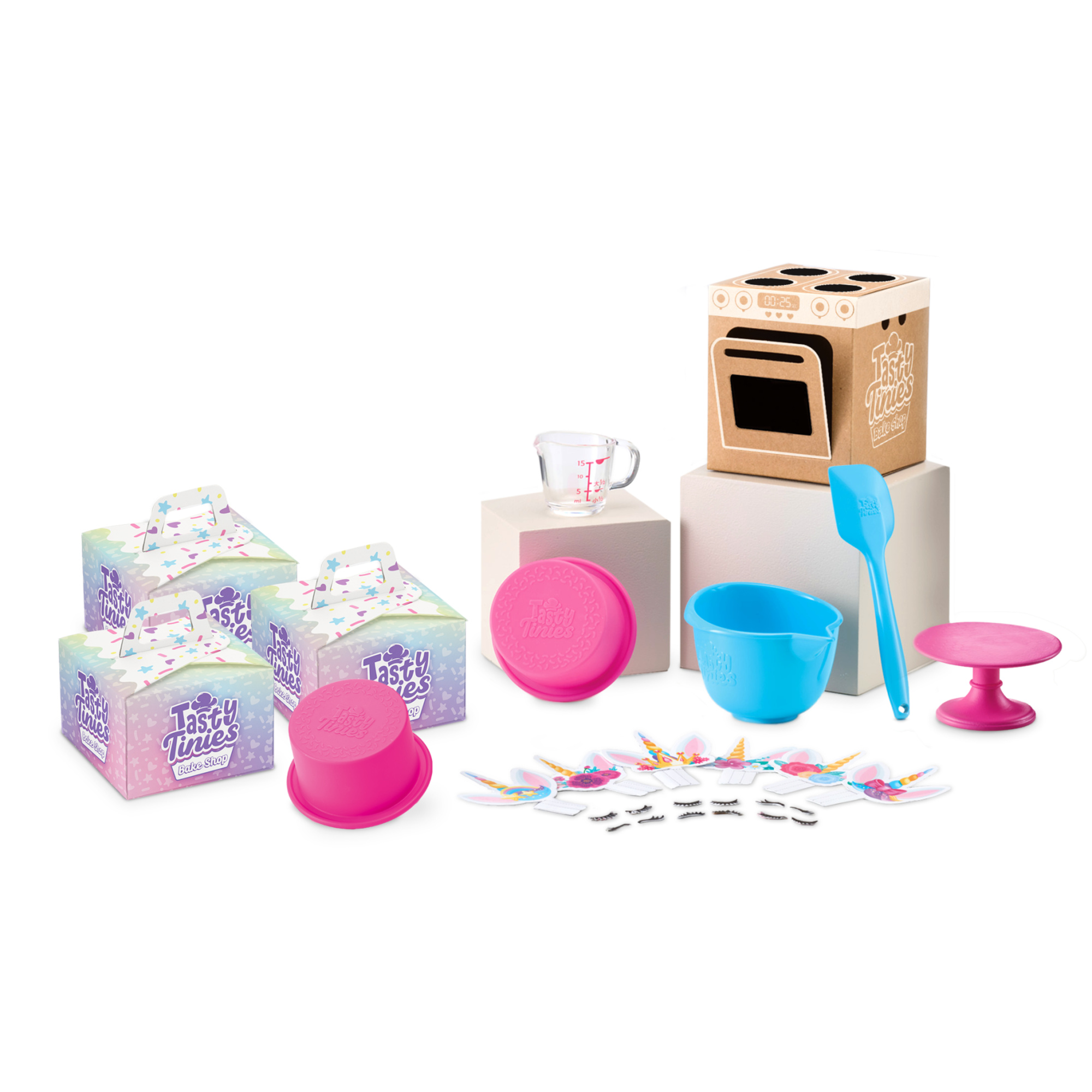 Tasty tinies - kit torta unicorno per bambini 6+ - 6 impasti, glassa, zuccherini e accessori - cottura a microonde in 25 secondi - 