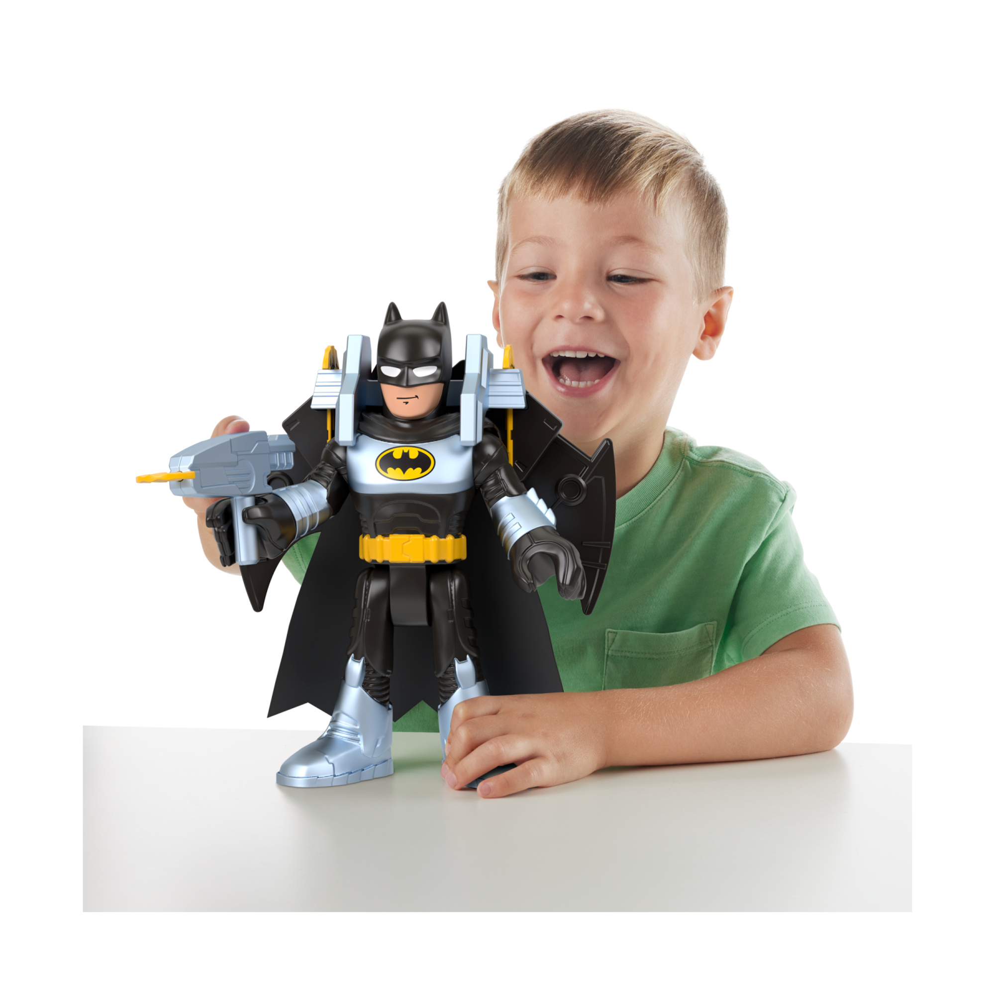 Imaginext dc super friends - batman batglider, action figure xl snodata e batglider trasformabile con lancia-proiettili - IMAGINEXT