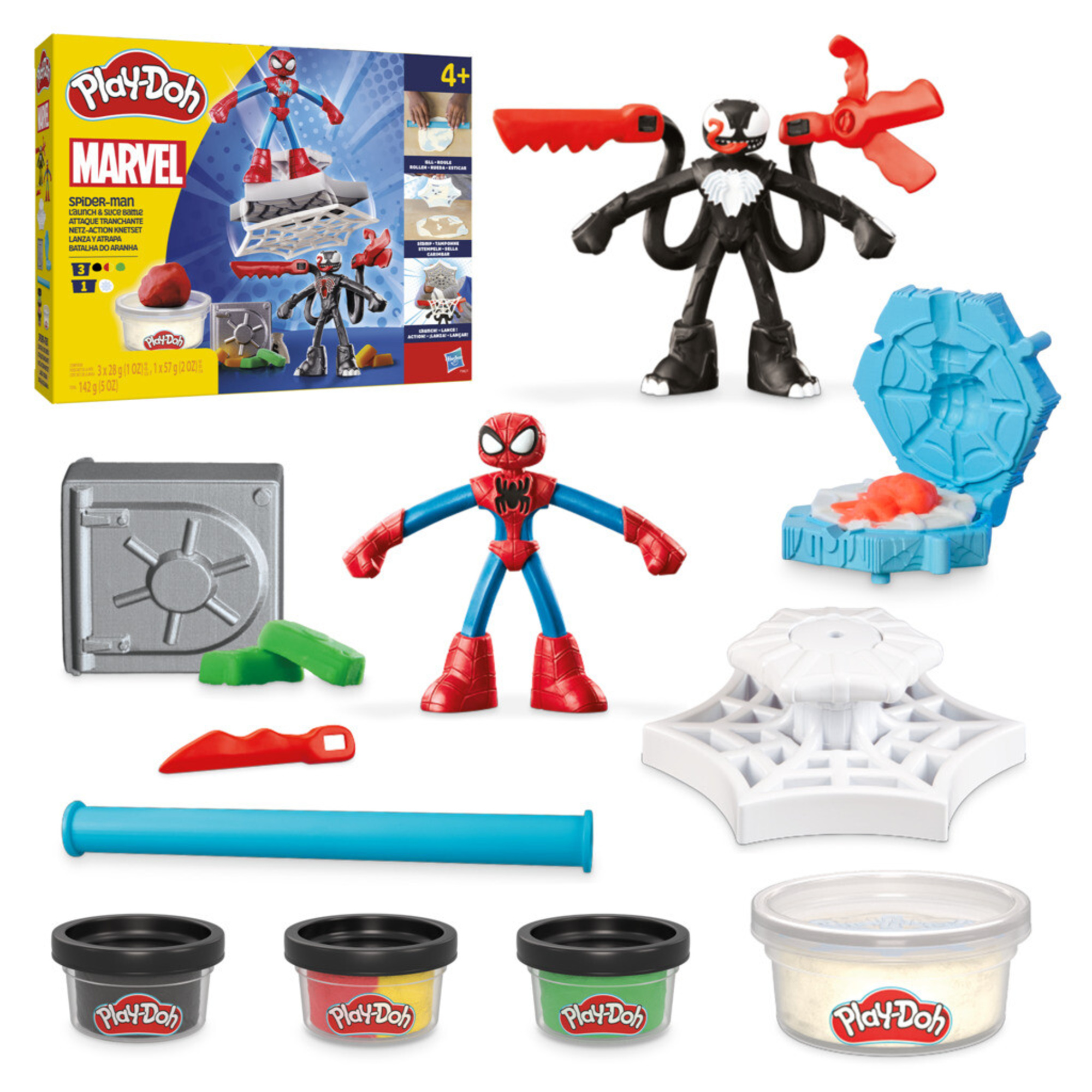 Play-doh marvel - spider-man launch & slice battle, set da gioco lancia e taglia di spider-man - PLAY-DOH