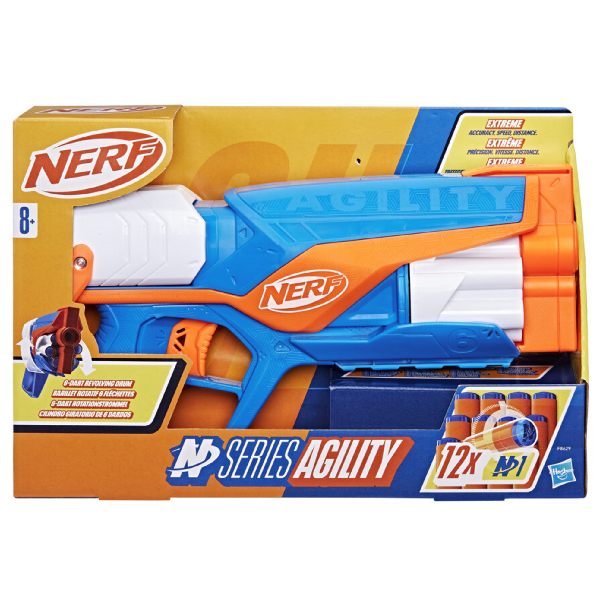 Nerf n-series, agility, blaster con 12 dardi nerf n1, tamburo da 6 dardi, giocattoli per bambini e bambine dagli 8 anni in su - NERF