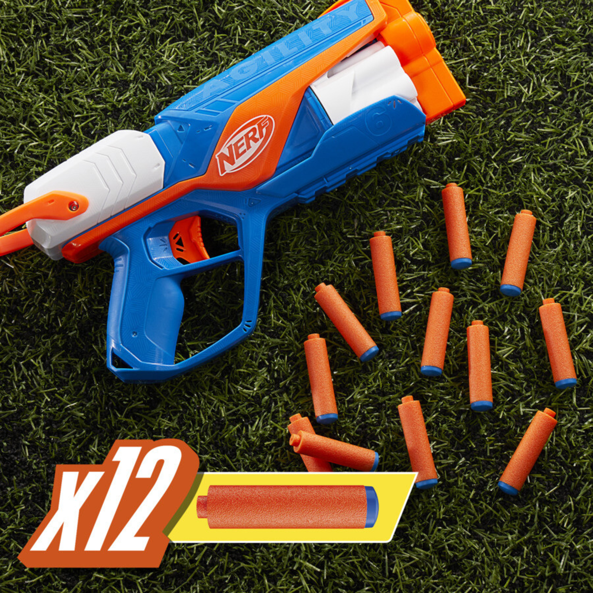 Nerf n-series, agility, blaster con 12 dardi nerf n1, tamburo da 6 dardi, giocattoli per bambini e bambine dagli 8 anni in su - NERF