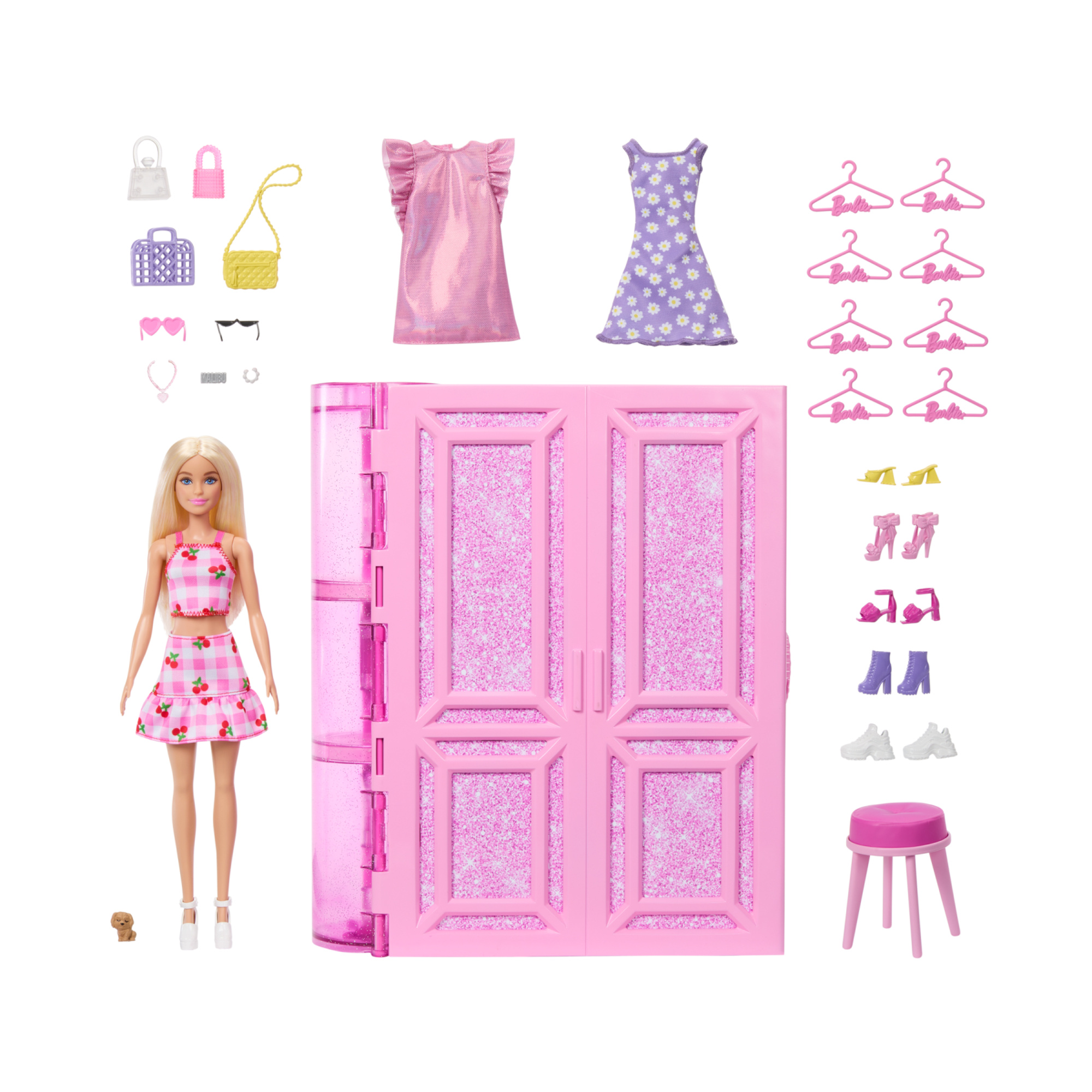 Barbie armadio dei sogni set con bambola bionda alla moda 25 vestiti e accessori 3 look completi inclusi Toys Center