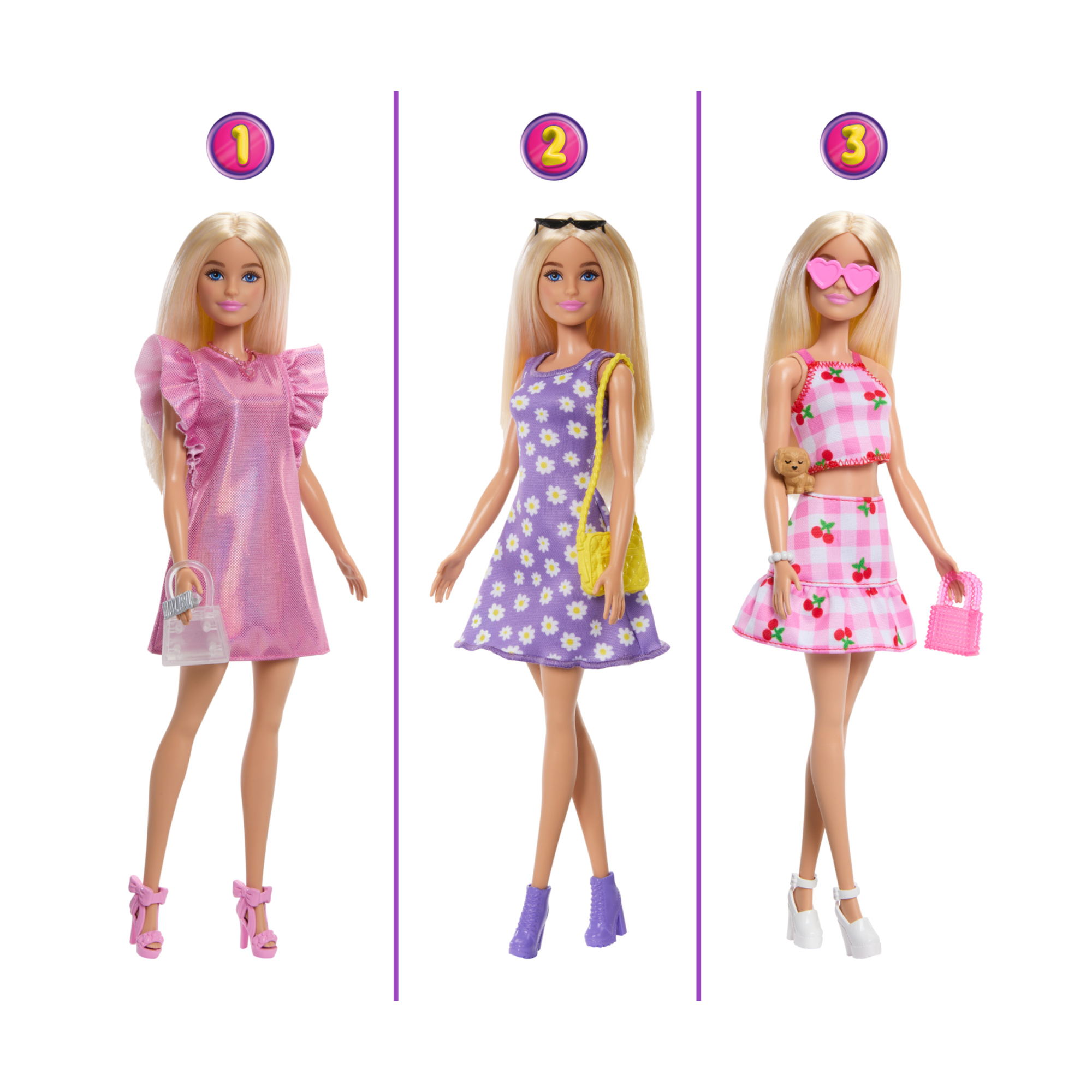 Barbie - armadio dei sogni, set con bambola bionda alla moda, 25 vestiti e accessori, 3 look completi inclusi - Barbie