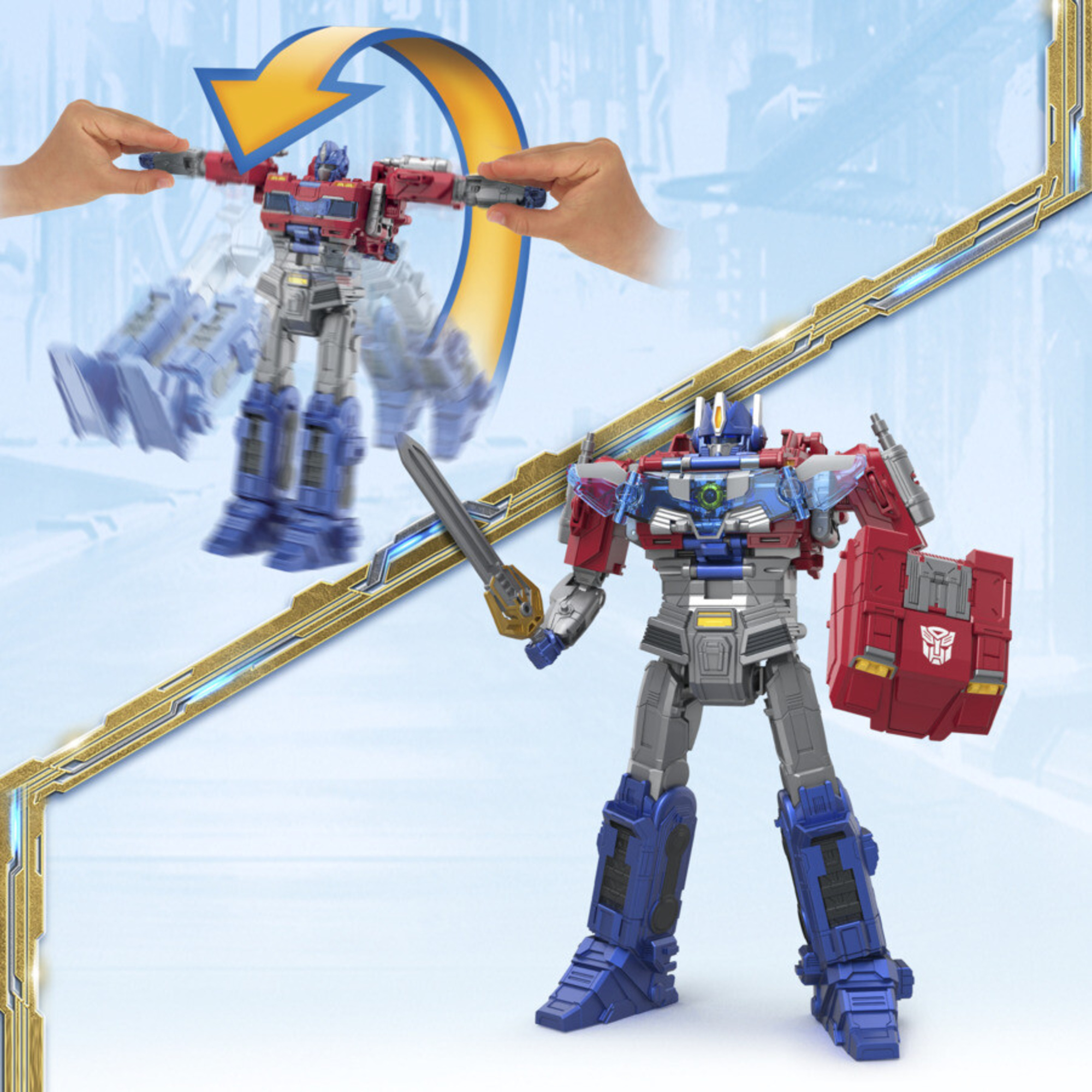 Transformers one - power flip optimus prime (orion pax), action figure interattiva - Transformers