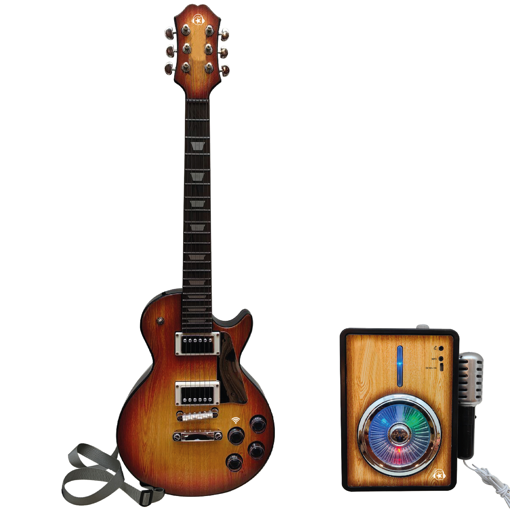 Rock set - music star - chitarra vintage e amplificatore per bambini con luci a ritmo di musica! - MUSIC STAR