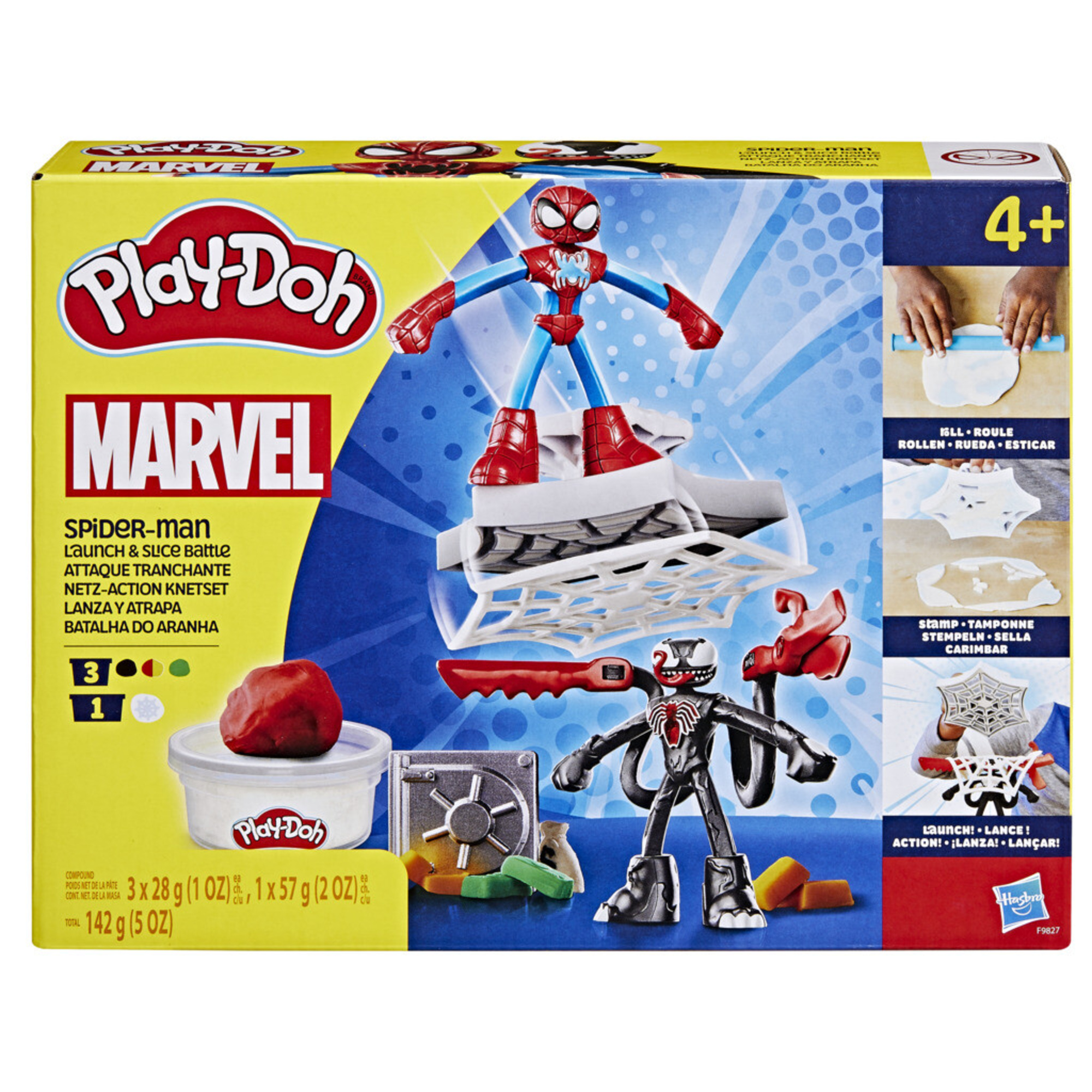 Play-doh marvel - spider-man launch & slice battle, set da gioco lancia e taglia di spider-man - PLAY-DOH