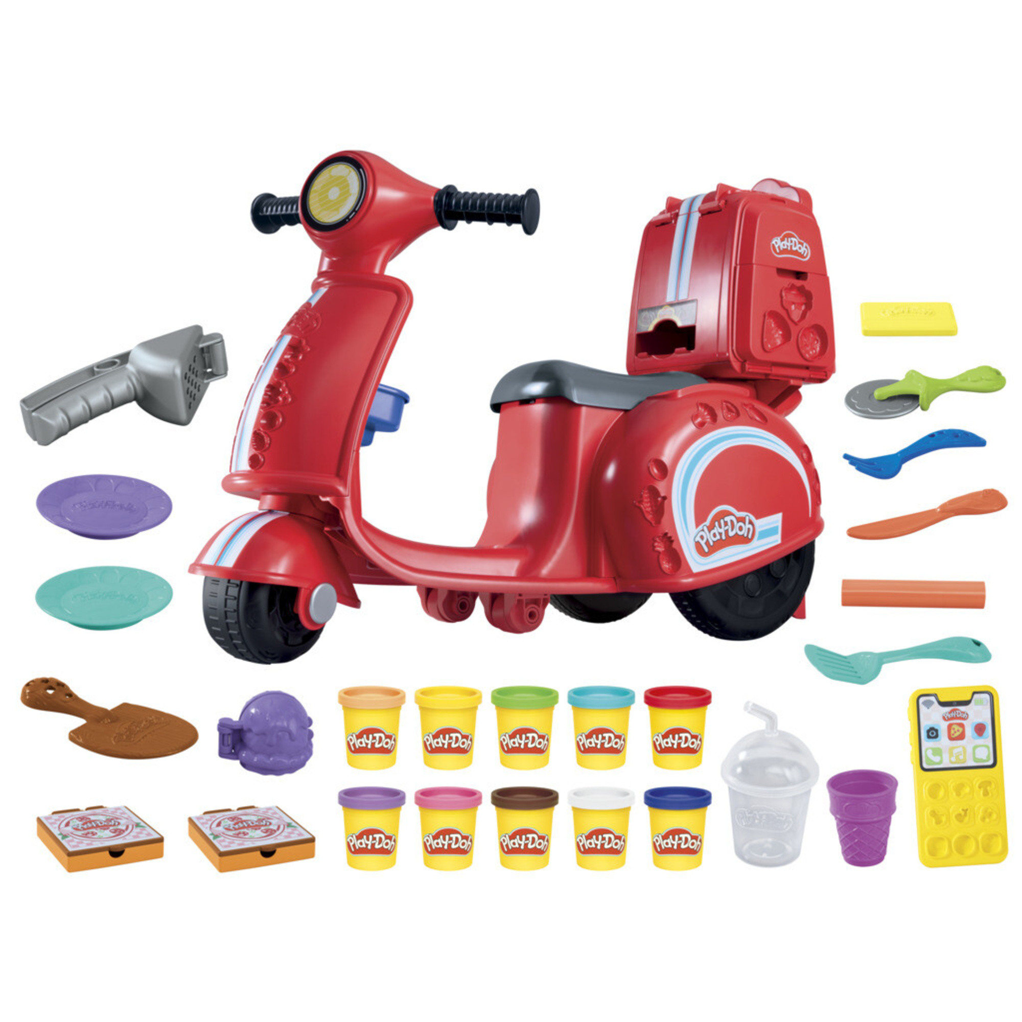 Play-doh - pizza delivery scooter, playset con scooter per consegnare le pizze, attività manuali per bambini e bambine - PLAY-DOH