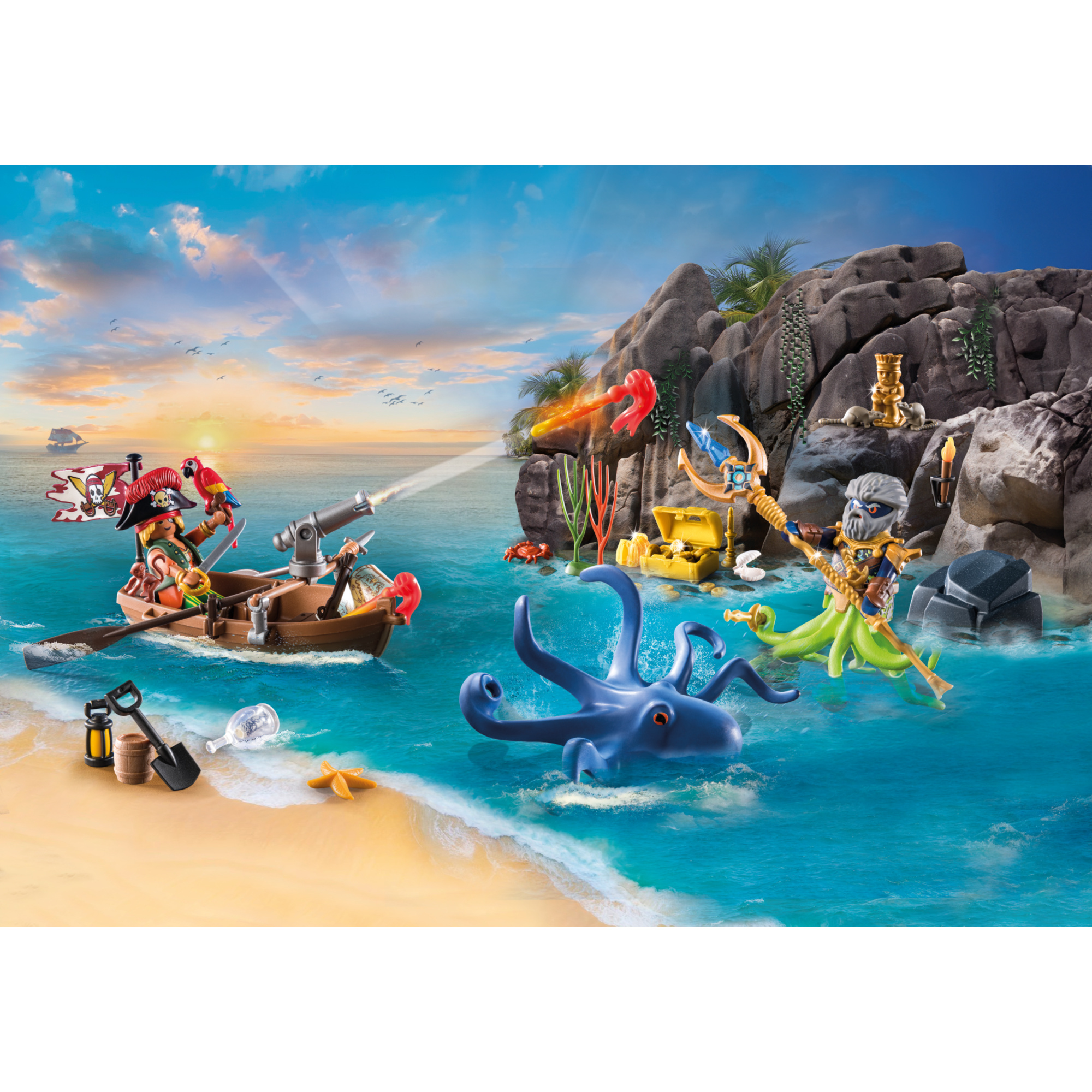 Calendario dell'avvento playmobil 71636: pirati per bambini 4+  - 24 sorprese tema piratesco - Playmobil