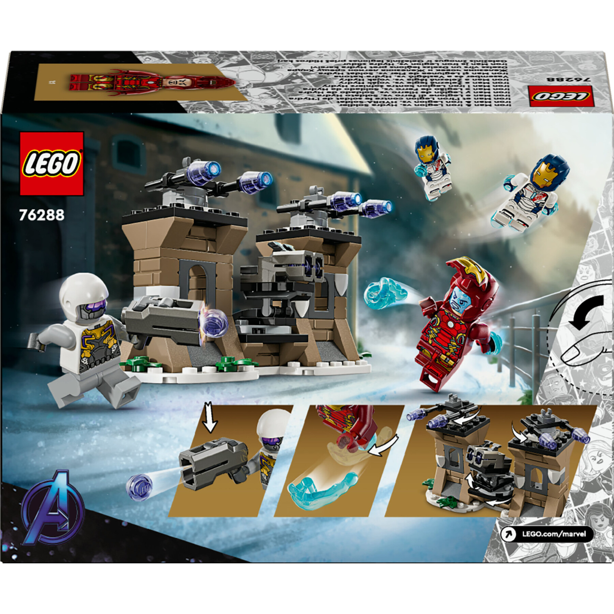 Lego marvel 76288 iron man e legione di ferro vs. soldato hydra giocattolo costruibile, giochi bambini 6+ fan dei supereroi - Lego