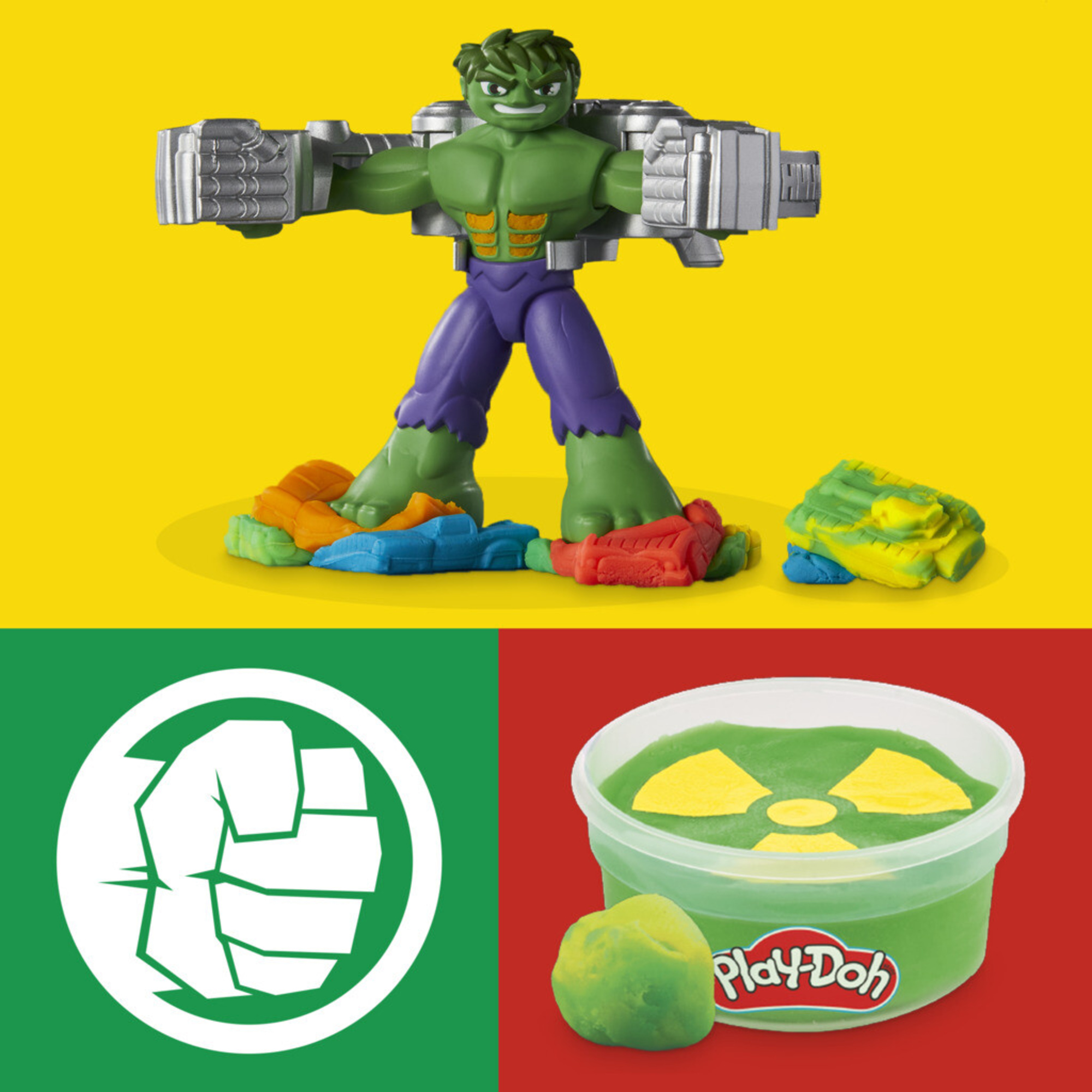 Play-doh marvel - hulk smash & squish, set da gioco distruggi e schiaccia di hulk - PLAY-DOH