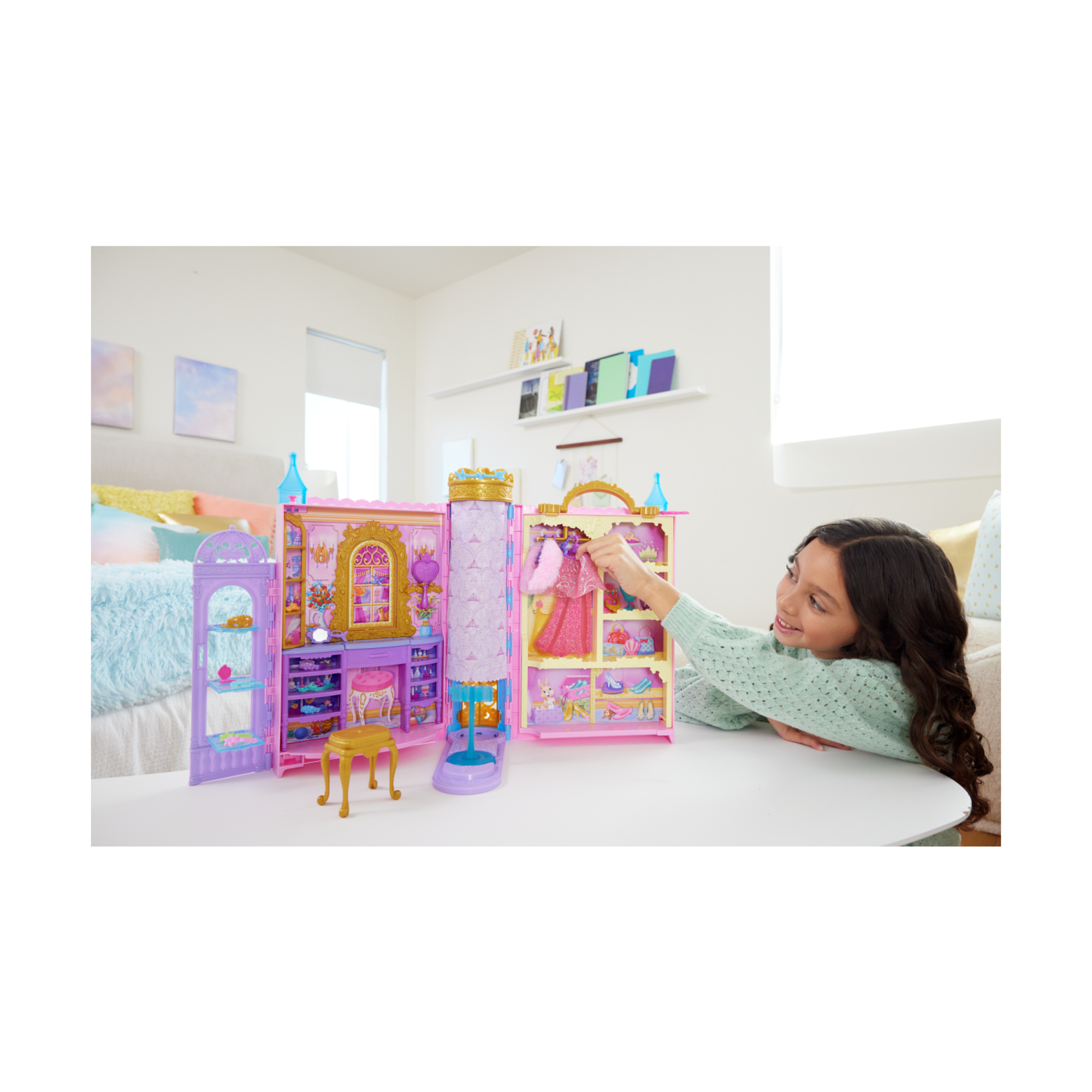 Disney princess - guardaroba da favola, playset armadio apribile fino a 60cm con 2 abiti e 25 accessori - DISNEY PRINCESS, NO BRAND