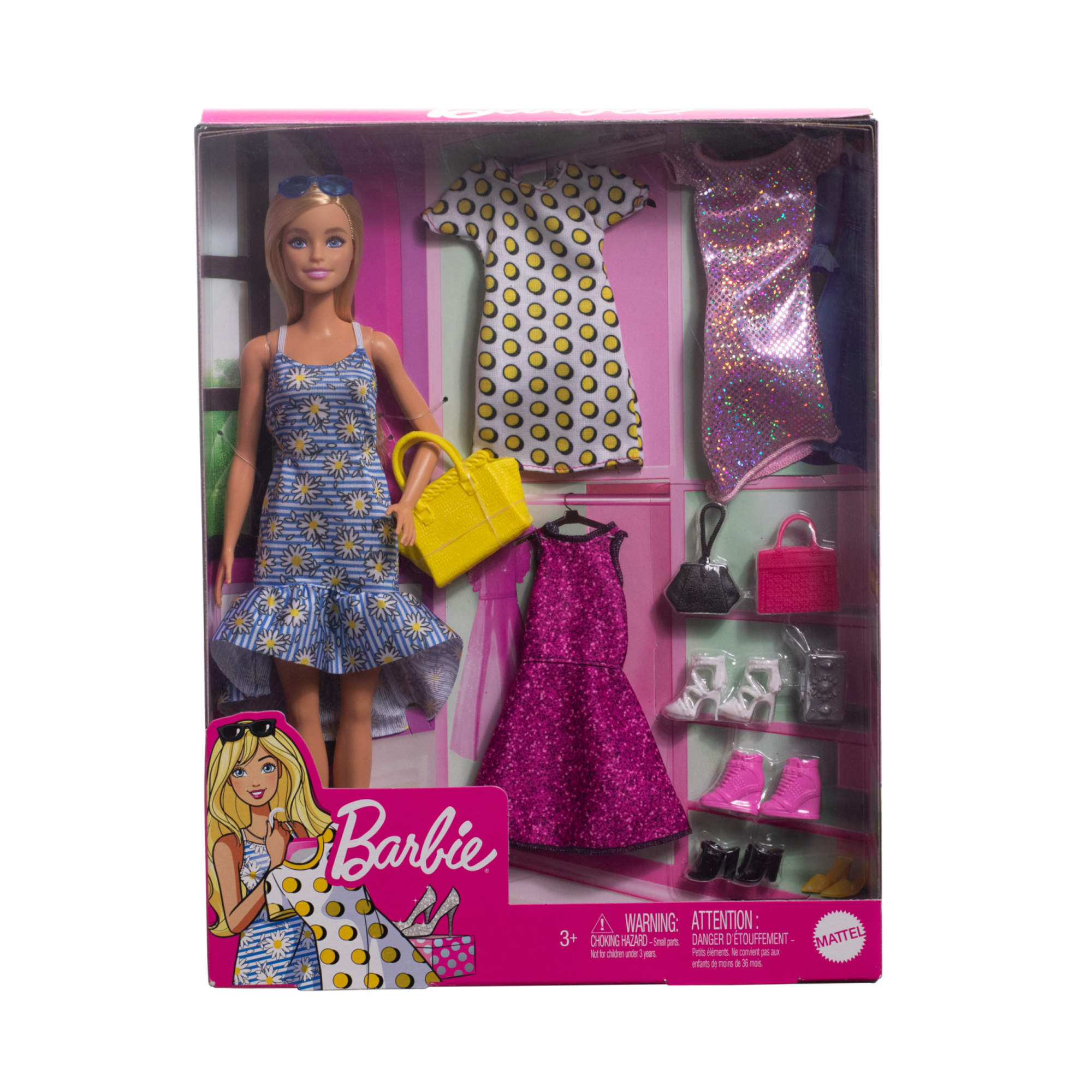 Barbie - bambola bionda alla moda, set con abiti fashion e accessori - Barbie