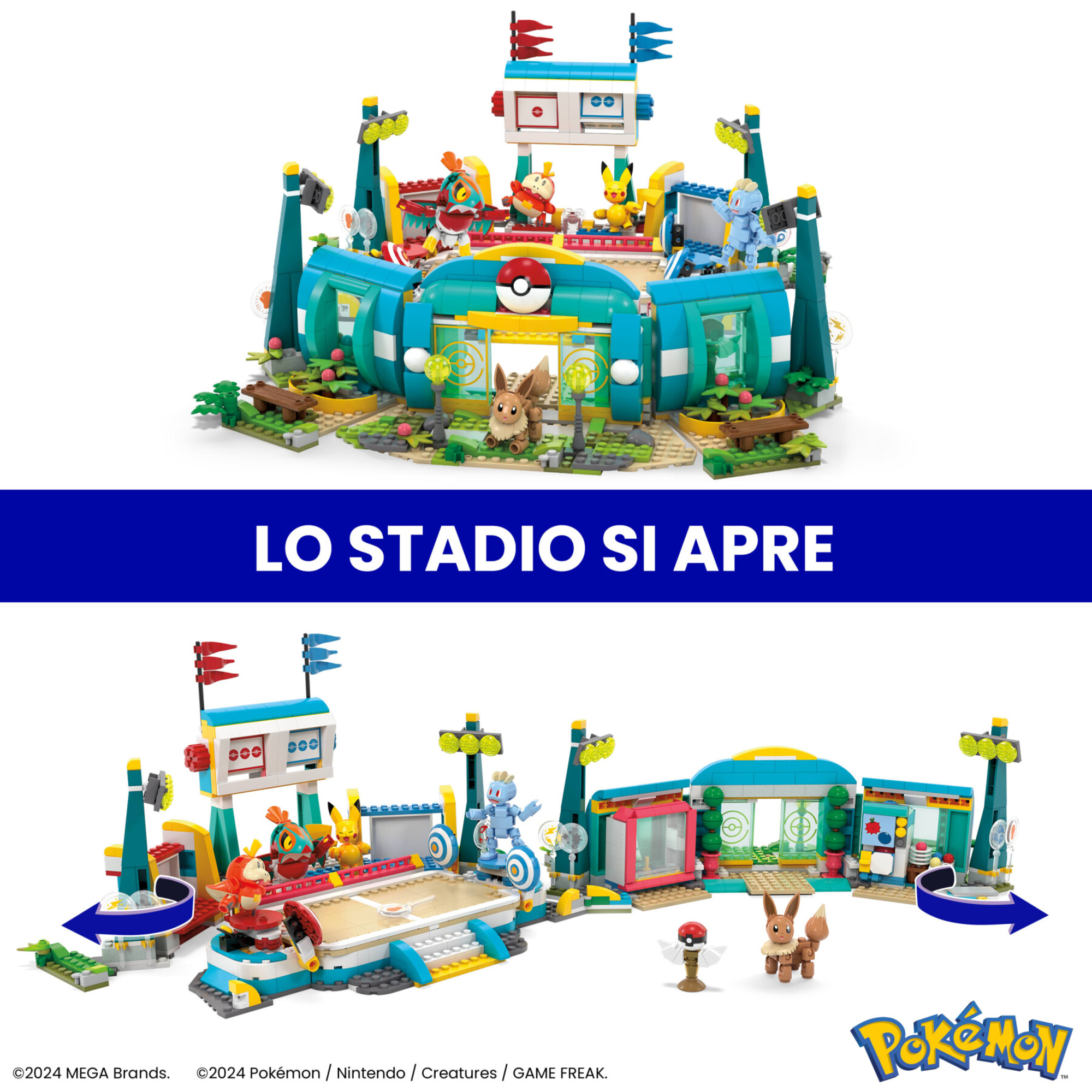 Mega pokémon - palestra adventure builder, set centro allenamento da costruire con 1101 pezzi, include 5 personaggi snodati - MEGA BLOCKS