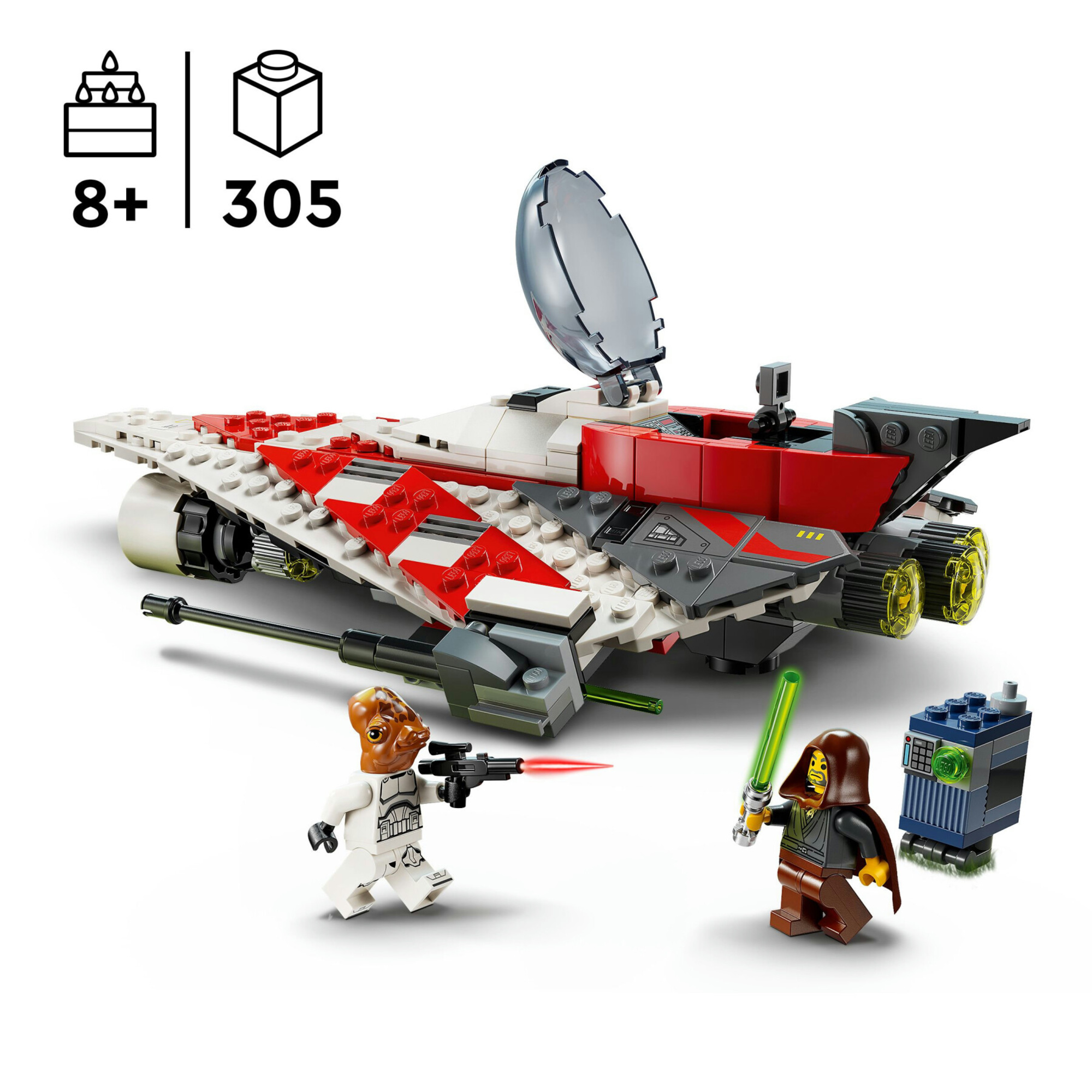 Lego star wars 75388 starfighter di jedi bob, astronave giocattolo da costruire con 2 minifigure, giochi per bambini 8+ - LEGO DREAMZZZ