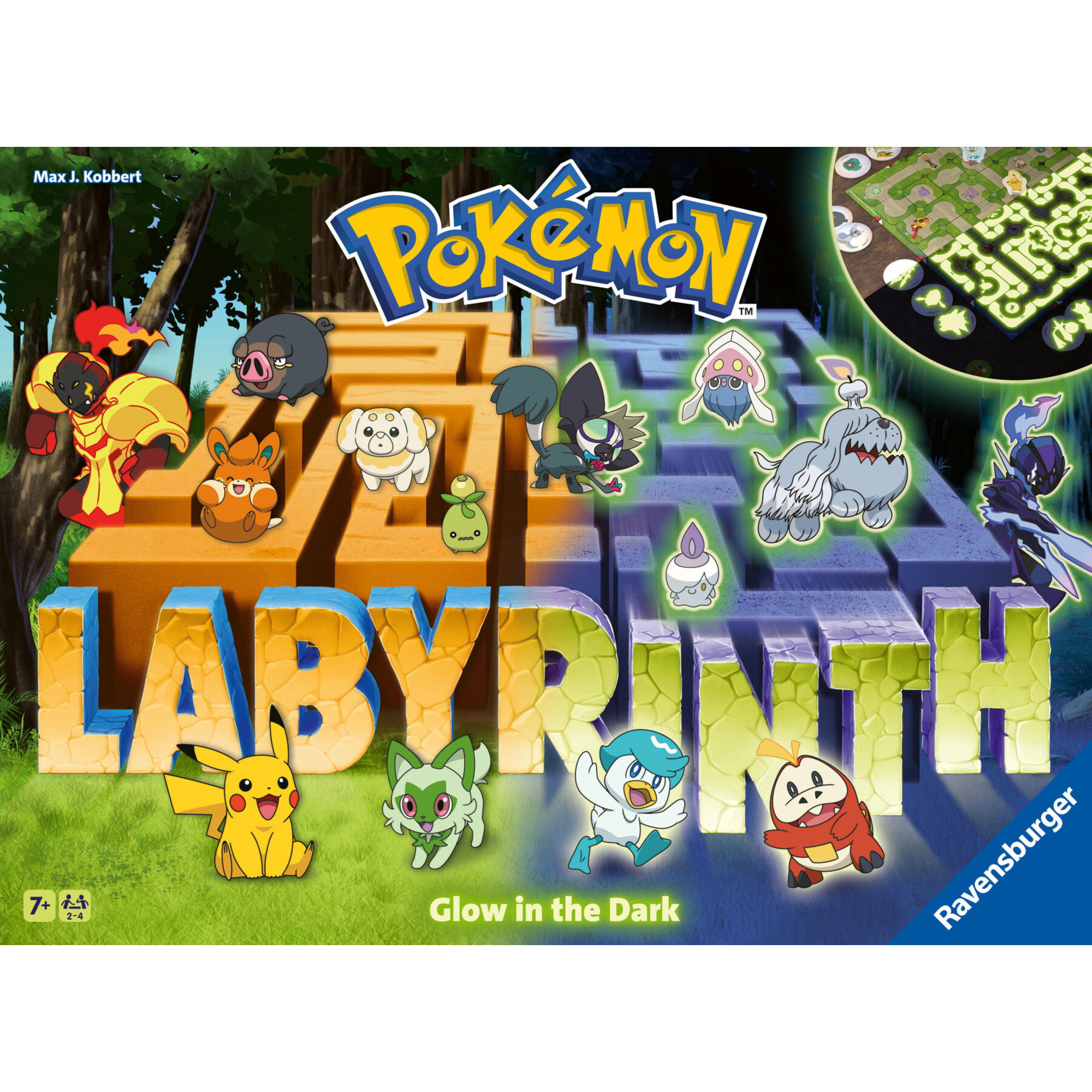 Ravensburger - labirinto pokémon glow in the dark: gioco da tavolo per 2-4 giocatori, ideale per bambini 7+, edizione in italiano - POKEMON