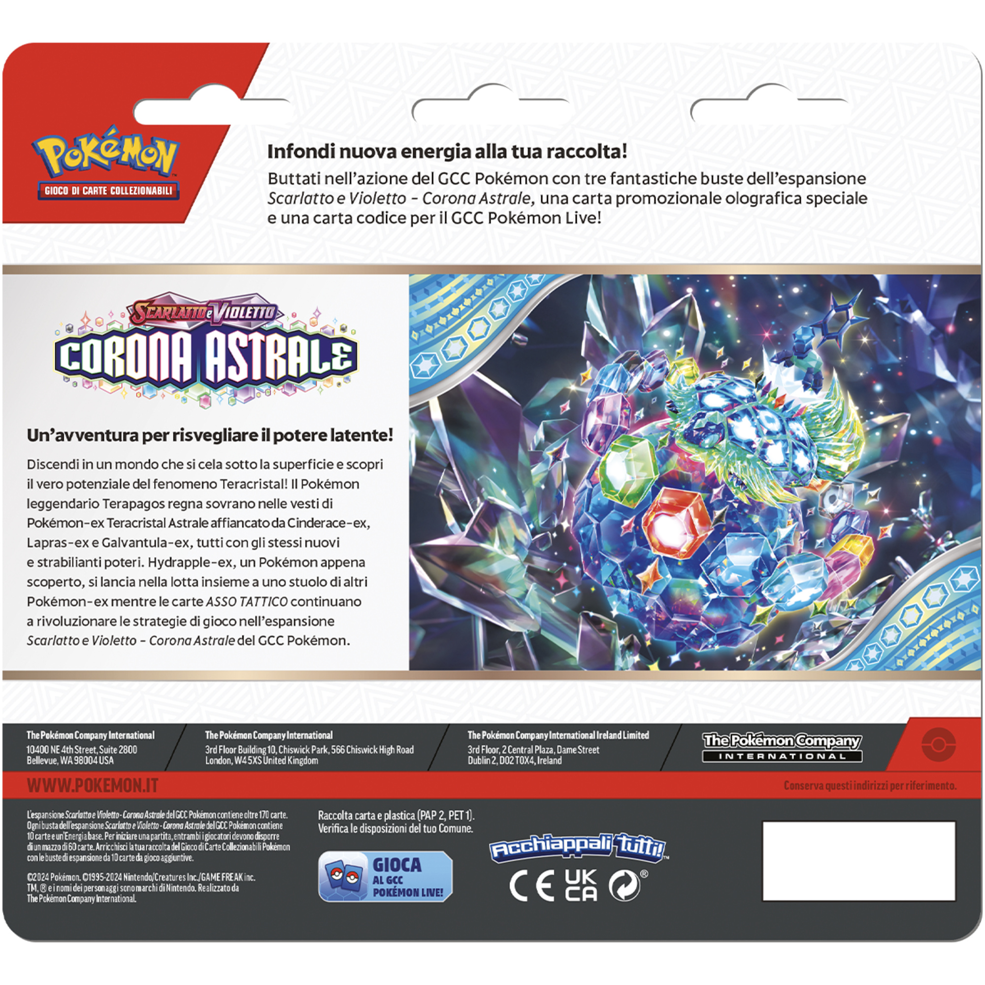 Pokemon sv7 scarlatto e violetto corona astrale 3 pack blister assortito - POKEMON