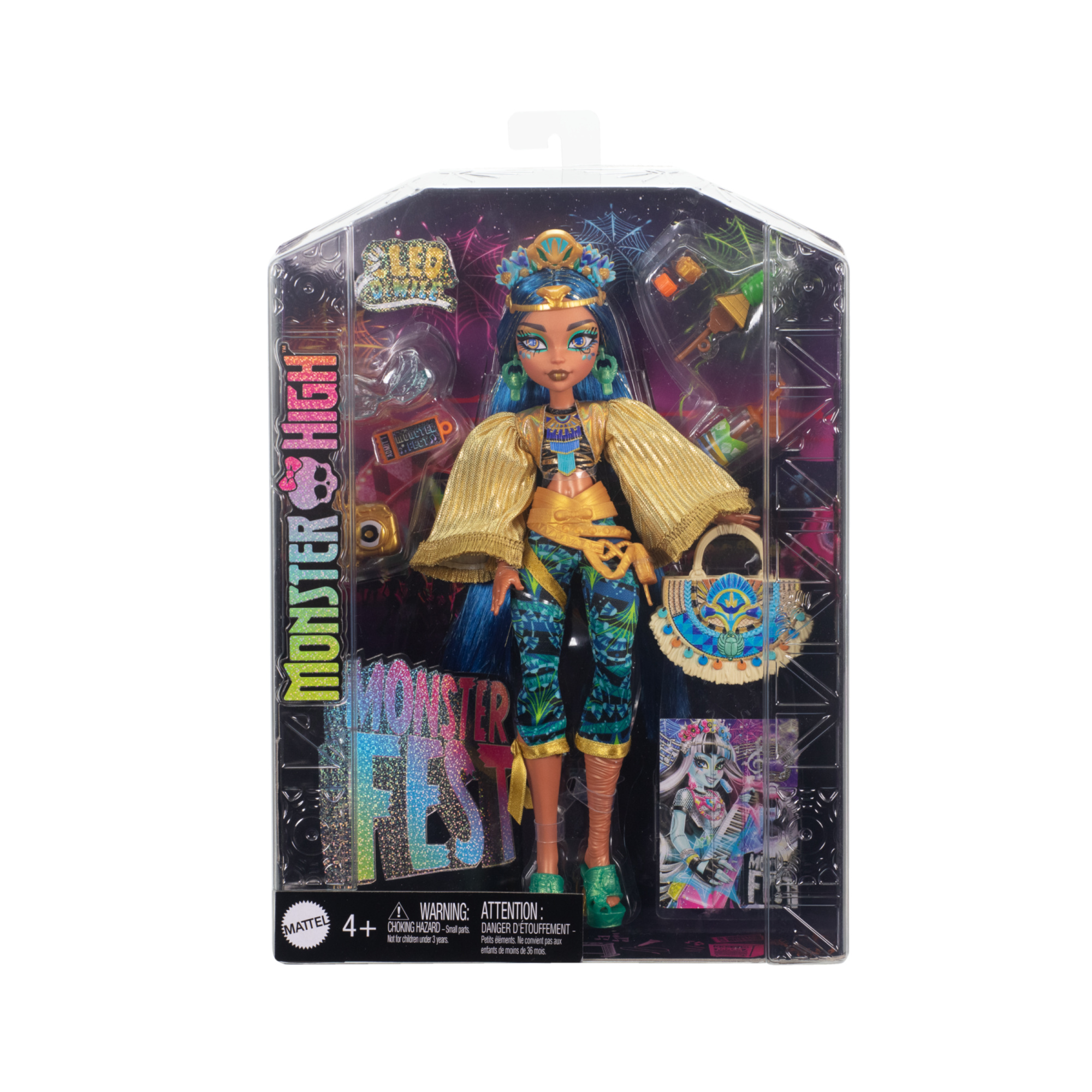 Monster high - cleo de nile monster fest, bambola con outfit glamour e accessori a tema festival musicale inclusi - Monster High