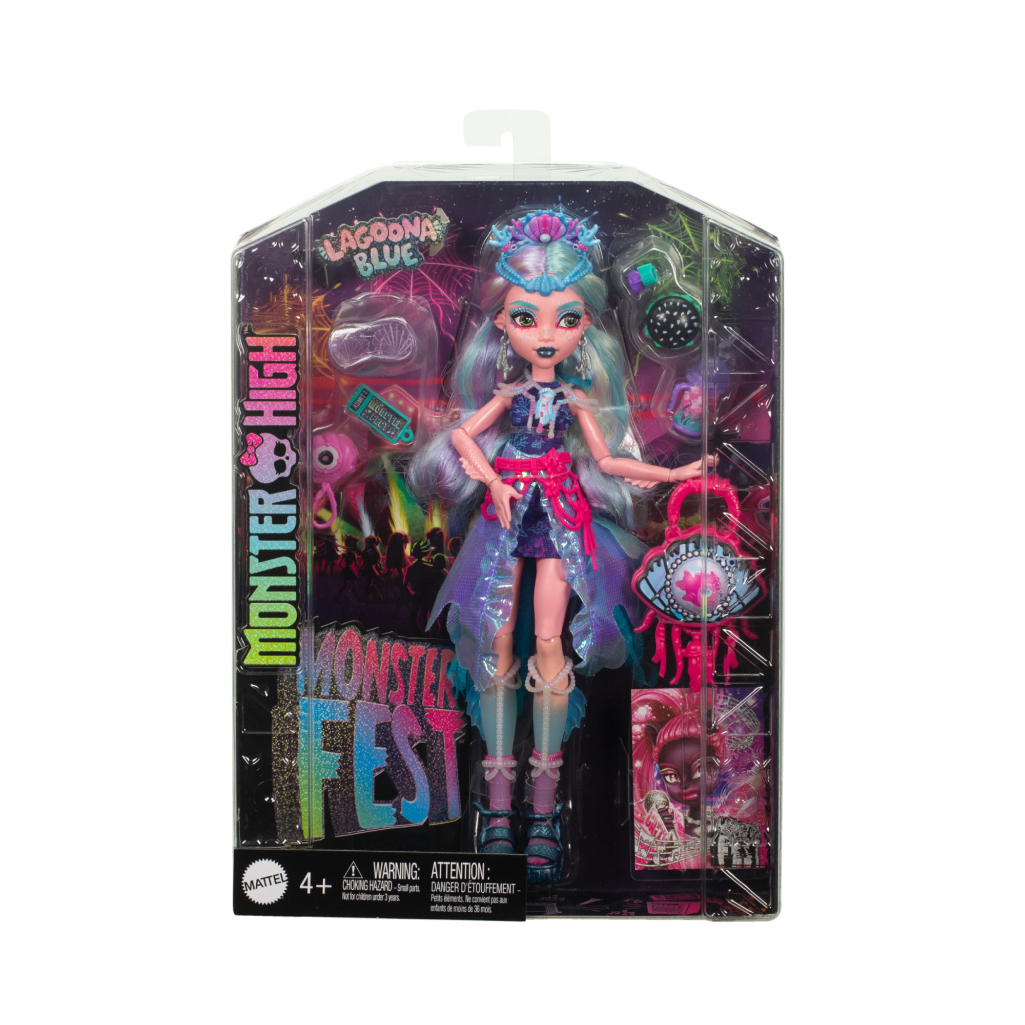 Monster high - lagoona blue monster fest, bambola con outfit glamour e accessori a tema festival musicale inclusi - Monster High