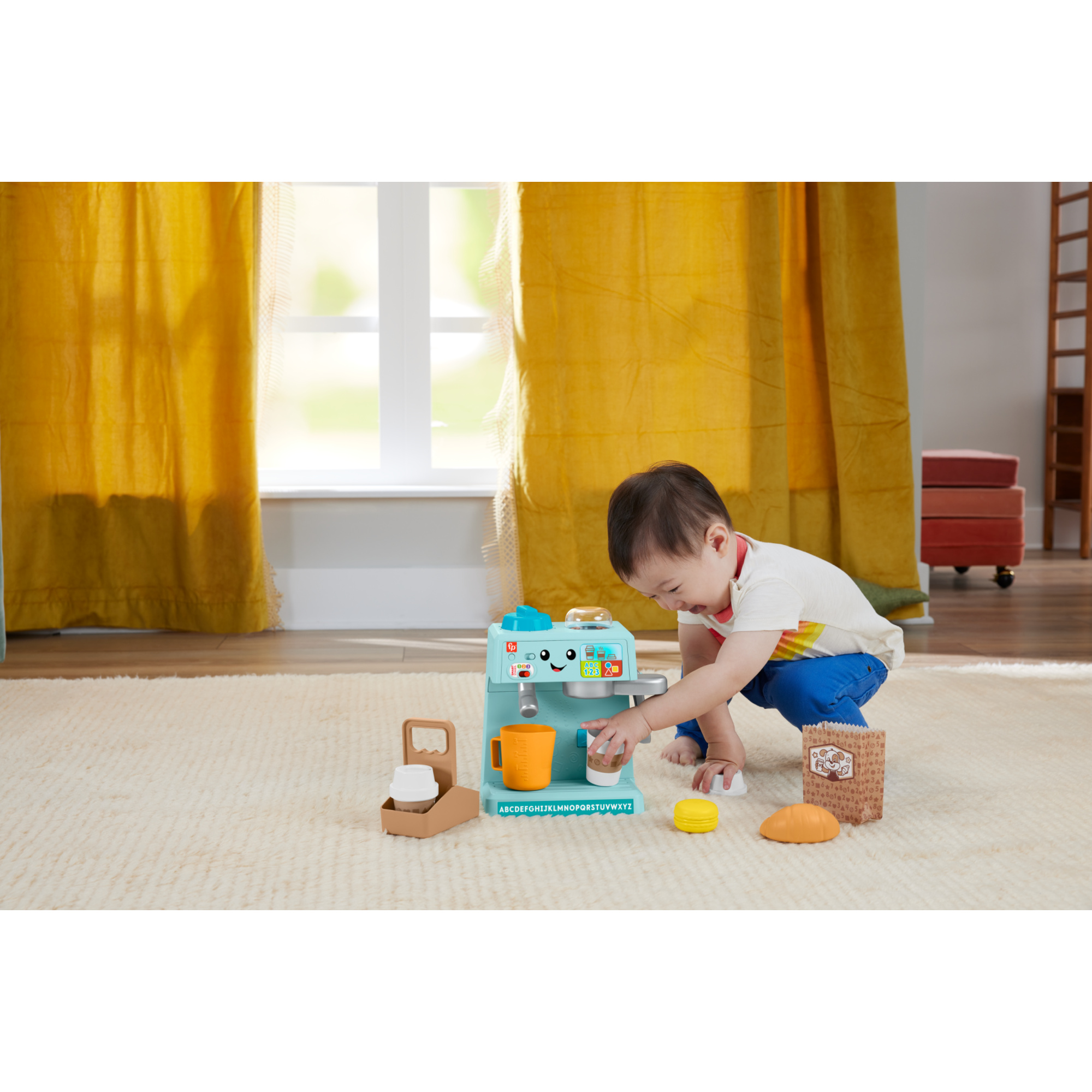 Fisher-price - la mia prima macchinetta del caffè, set smart stages per l'apprendimento con pulsanti, musica e suoni - 