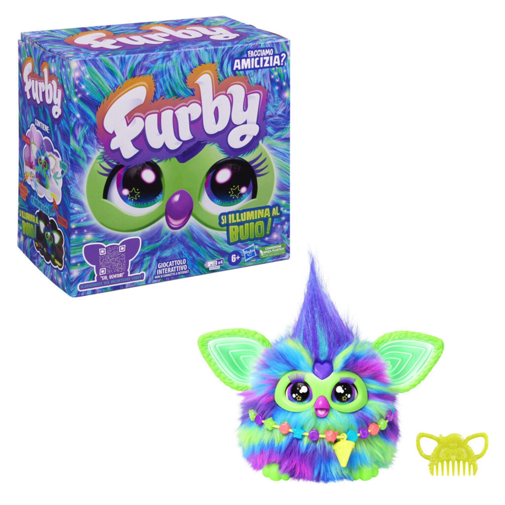 Furby aurora furborealis, si illumina al buio, giocattolo di peluche interattivo - FURBY