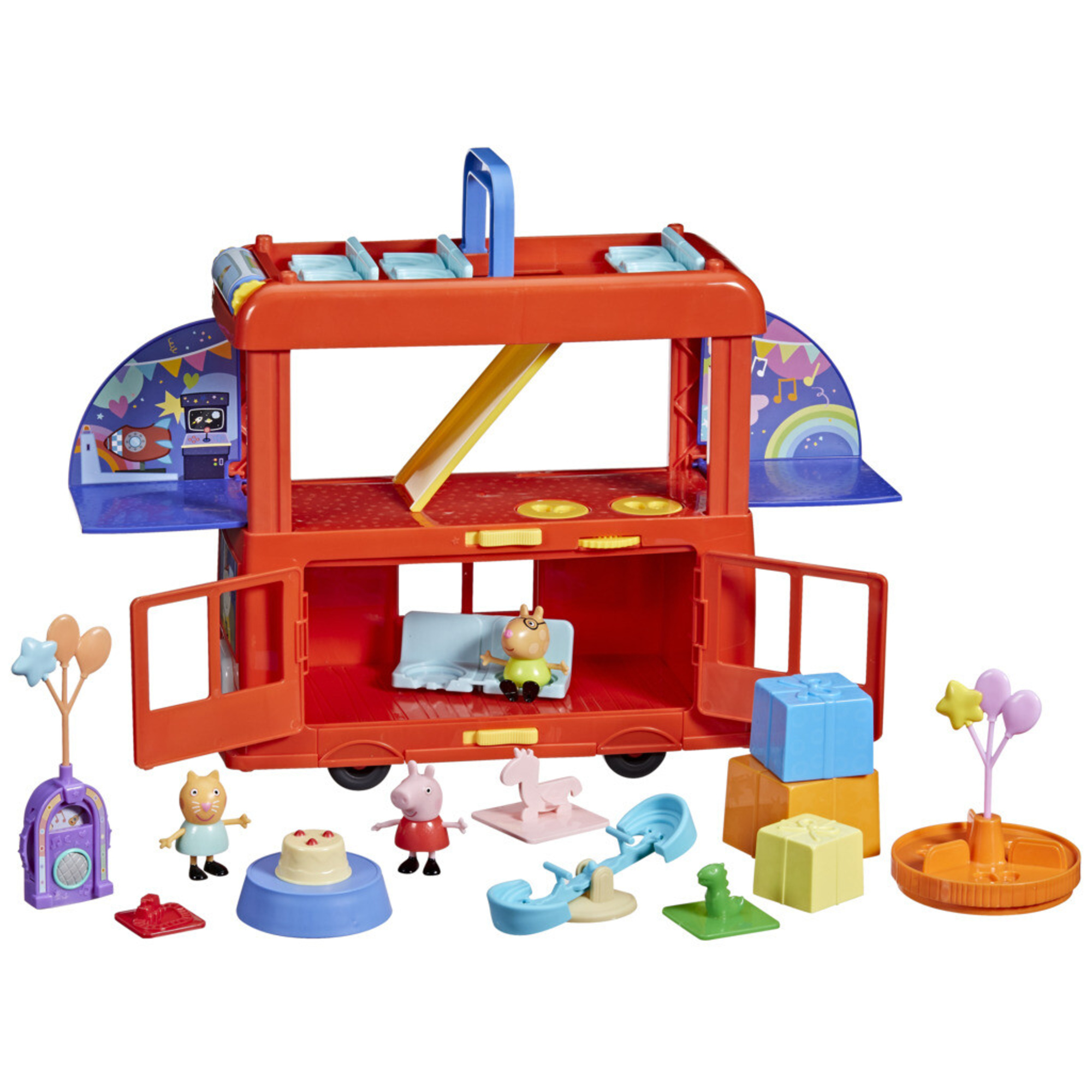 Peppa pig - 2 in 1 party bus, playset con bus di peppa pig 2 in 1 - PEPPA PIG