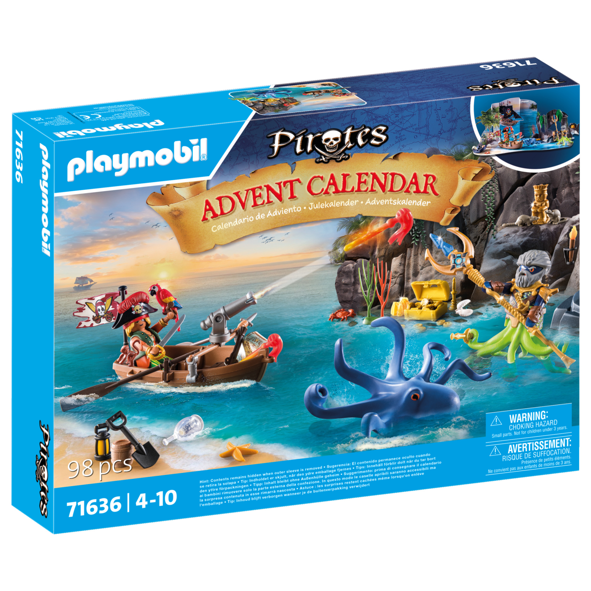 Calendario dell'avvento playmobil 71636: pirati per bambini 4+  - 24 sorprese tema piratesco - Playmobil