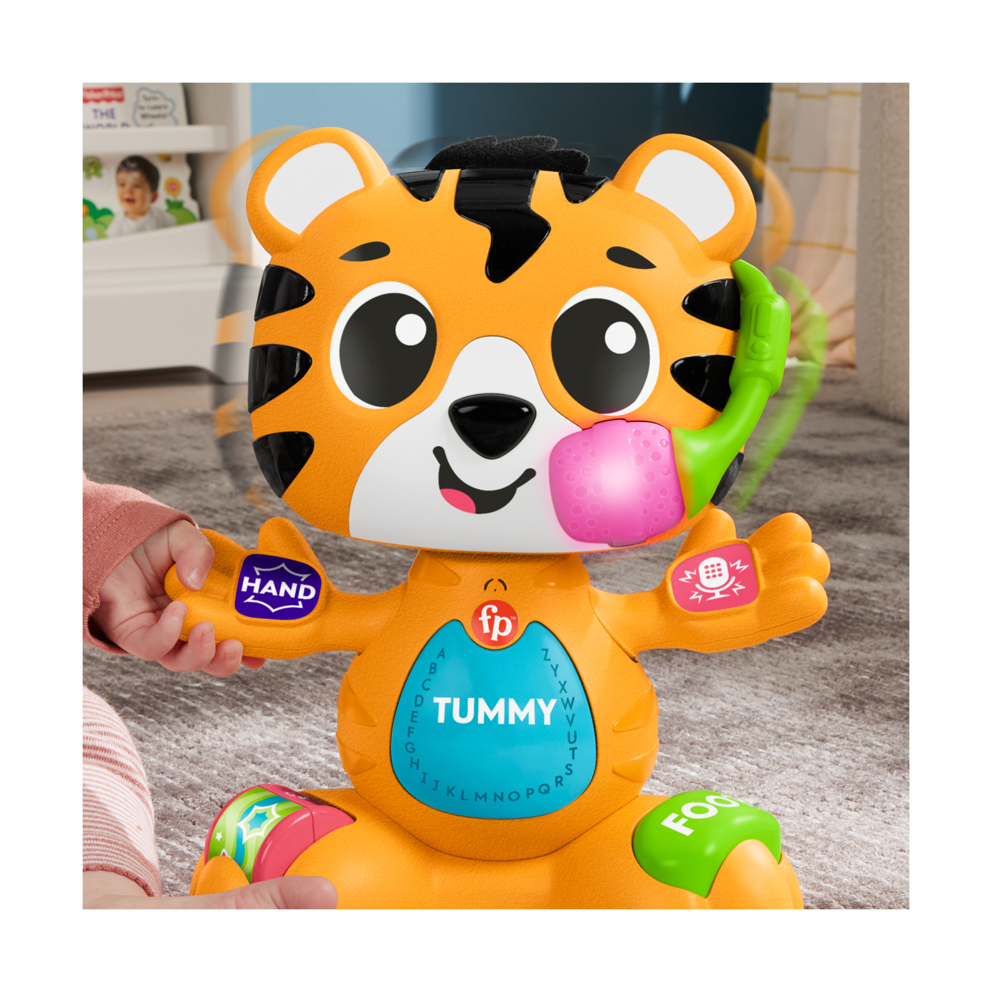 Fisher-price animal band - carlotta la tigrotta prime scoperte, tigre interattiva per l'apprendimento con 50+ canzoni e suoni - 