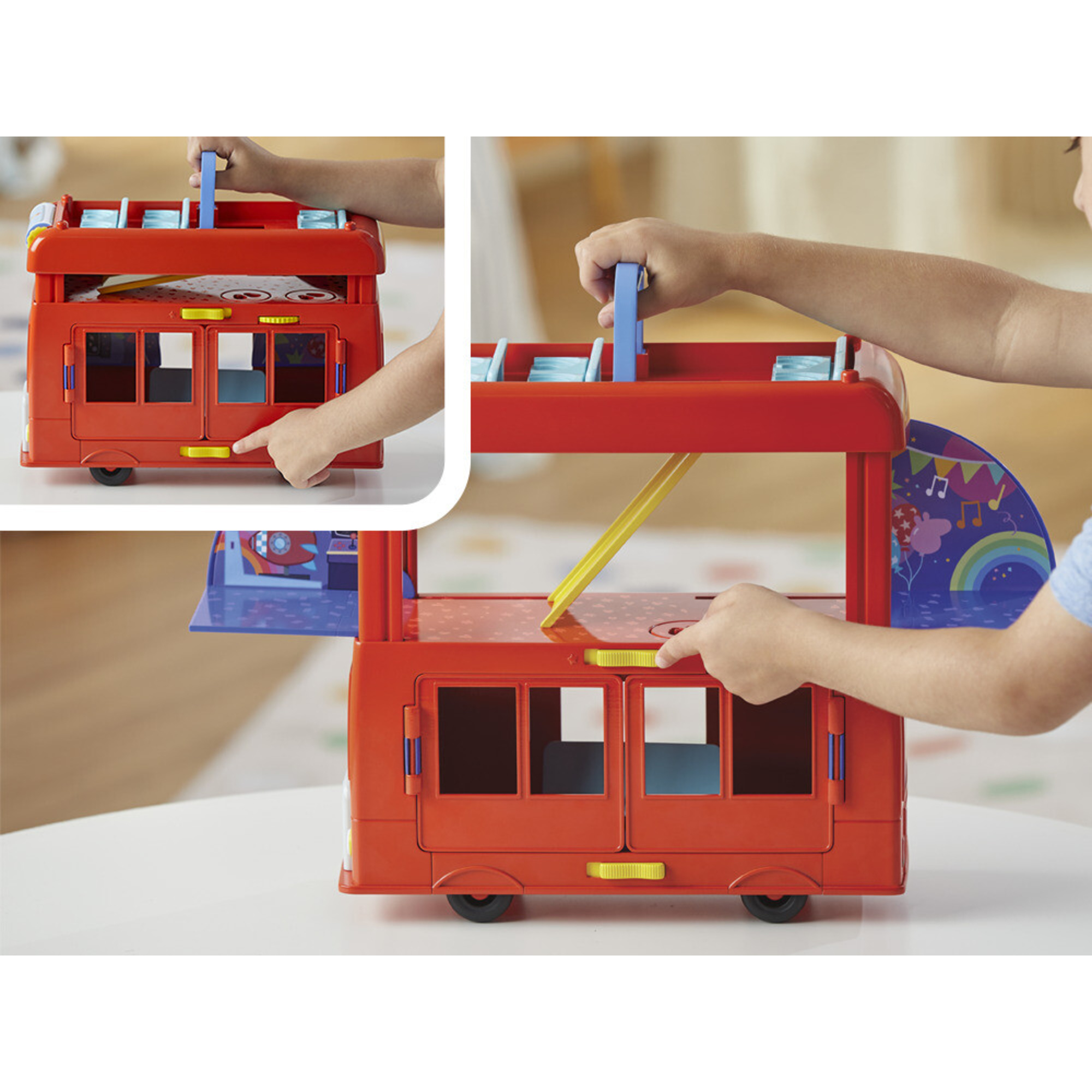 Peppa pig - 2 in 1 party bus, playset con bus di peppa pig 2 in 1 - PEPPA PIG