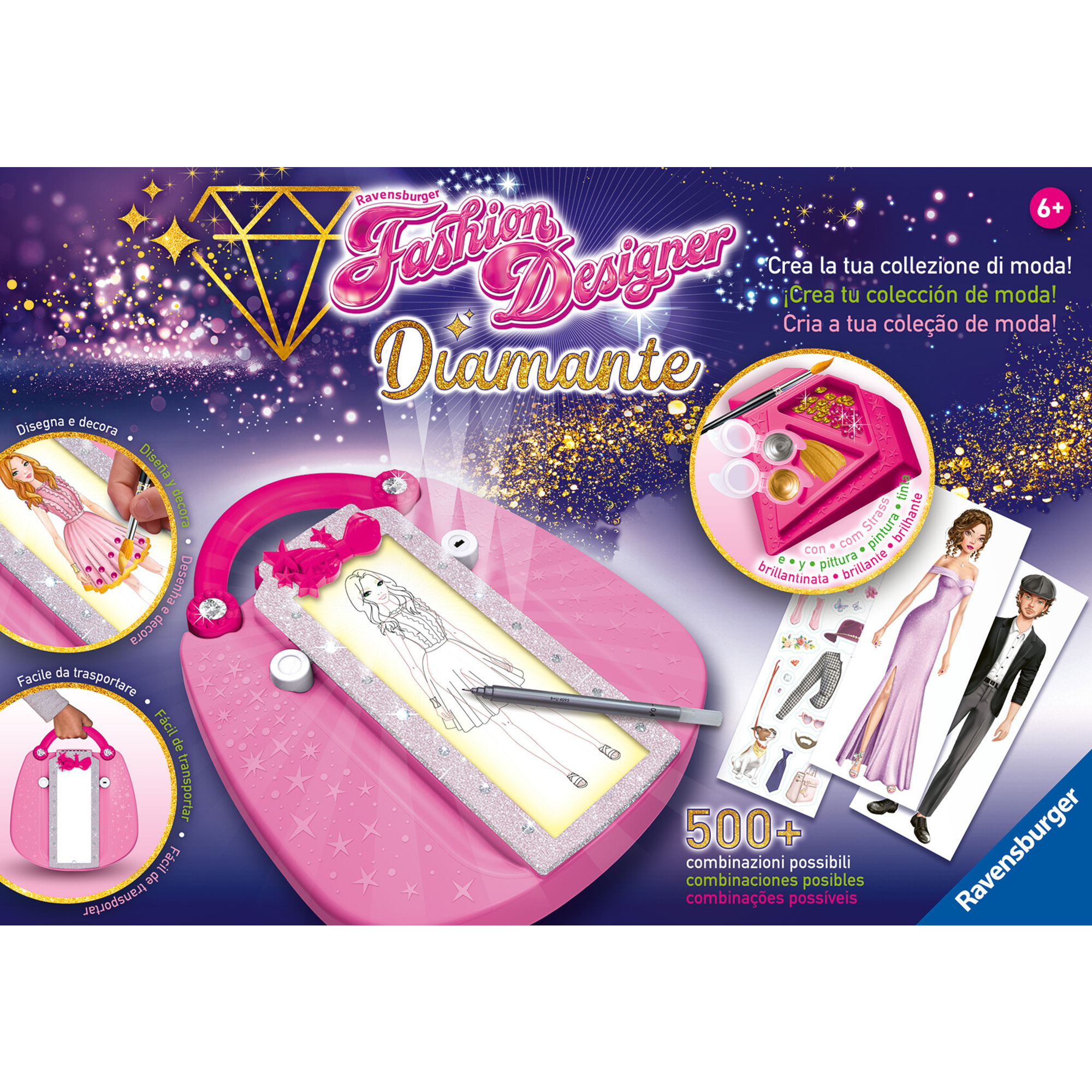 Ravensburger - fashion designer diamante, crea la tua collezione di moda, gioco creativo per disegnare, bambini 6+ anni - RAVENSBURGER