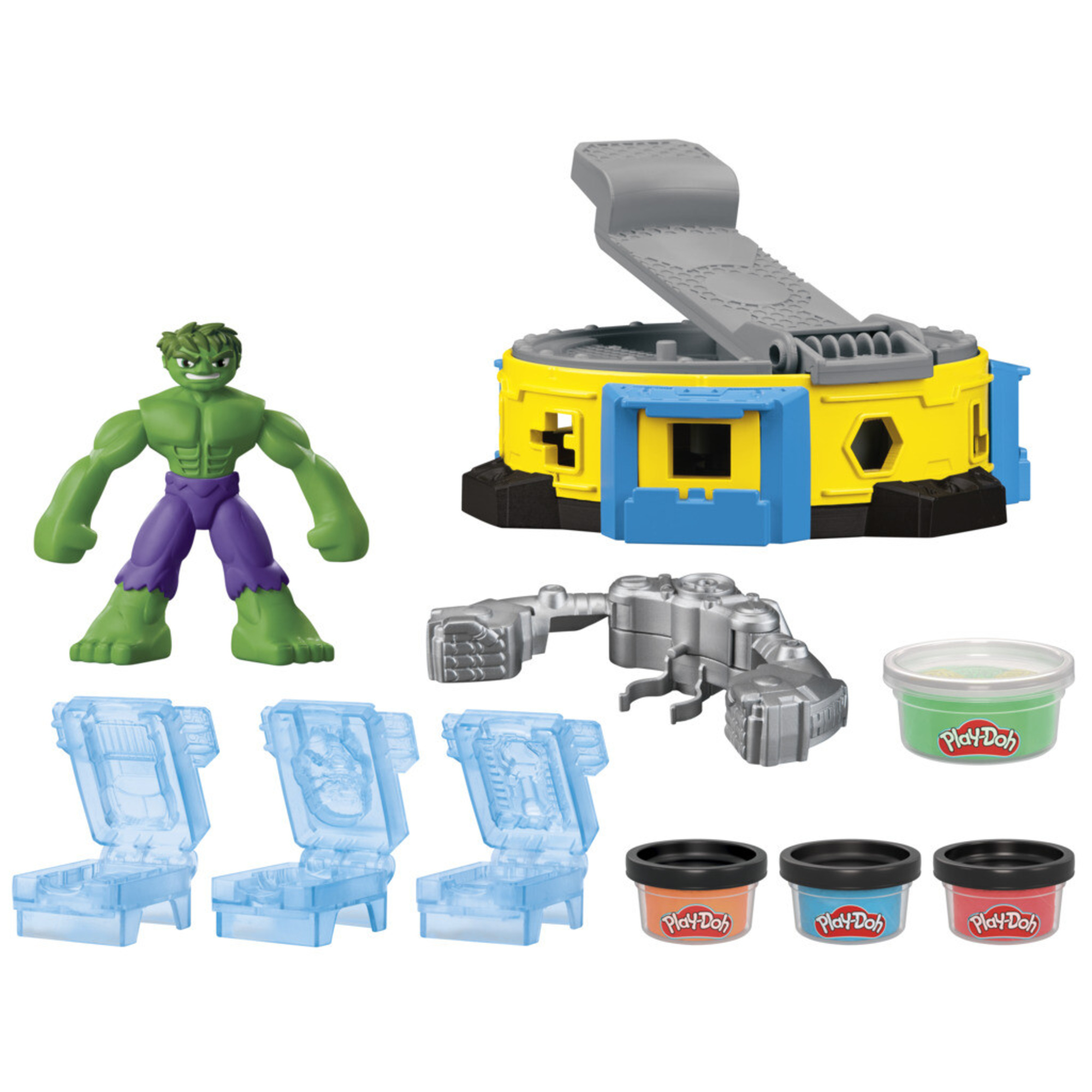 Play-doh marvel - hulk smash & squish, set da gioco distruggi e schiaccia di hulk - PLAY-DOH