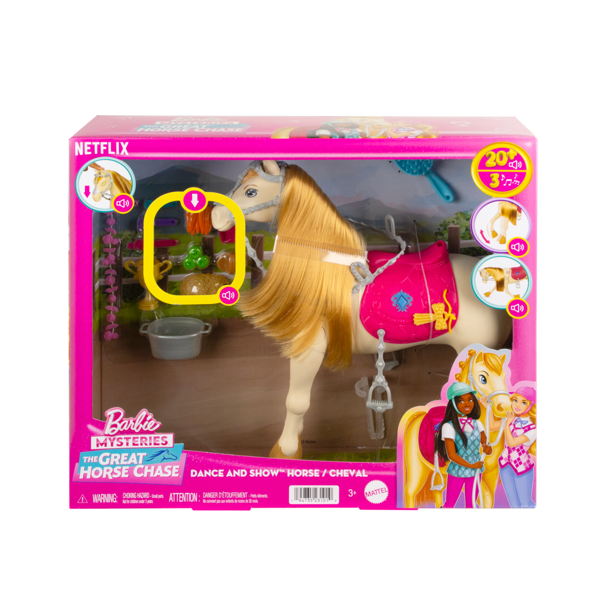 Barbie - tornado, cavallo interattivo con luci, musica e accessori, balla e nitrisce - Barbie