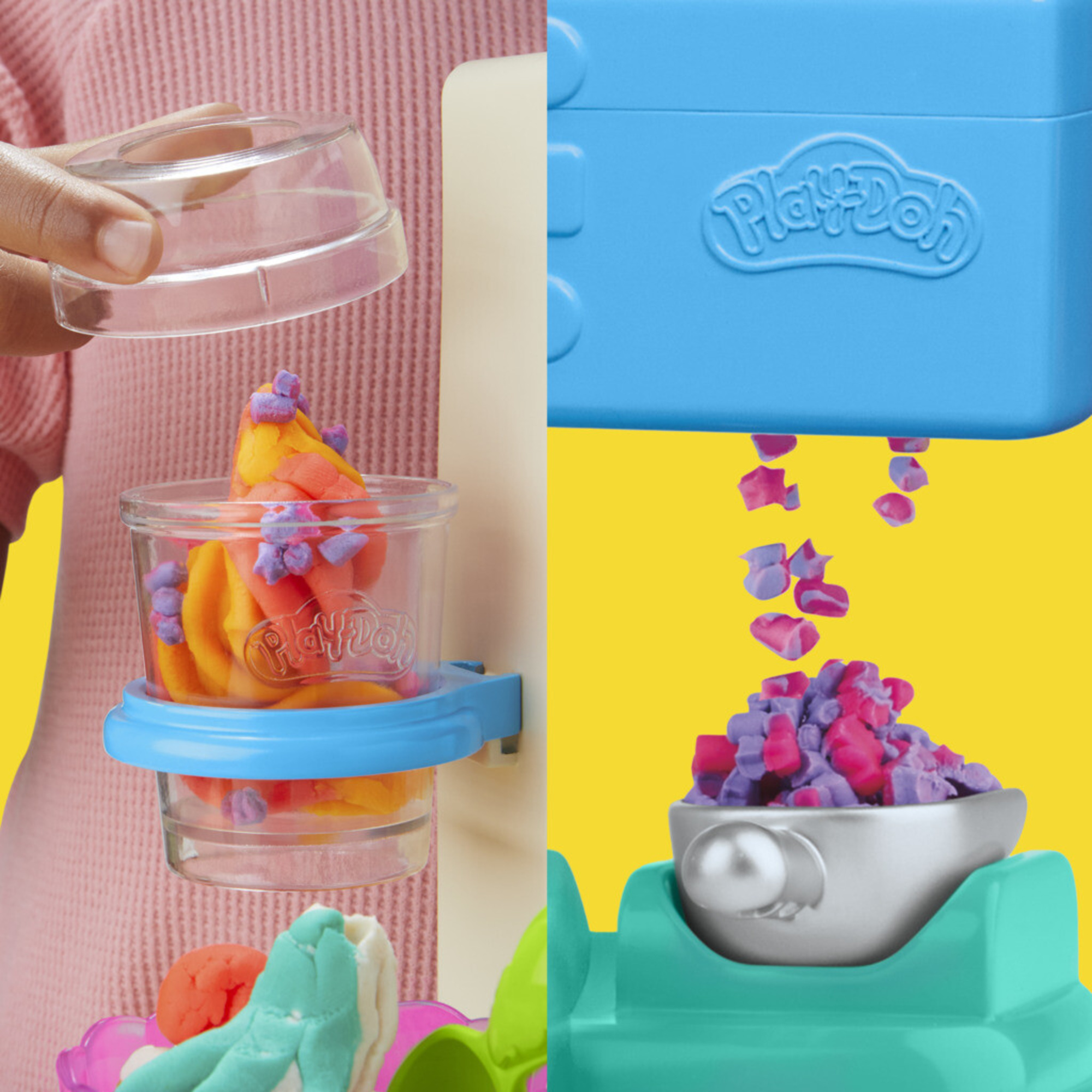 Play-doh - gelateria arcobaleno, playset con accessori e vasetti per creare gelati - PLAY-DOH