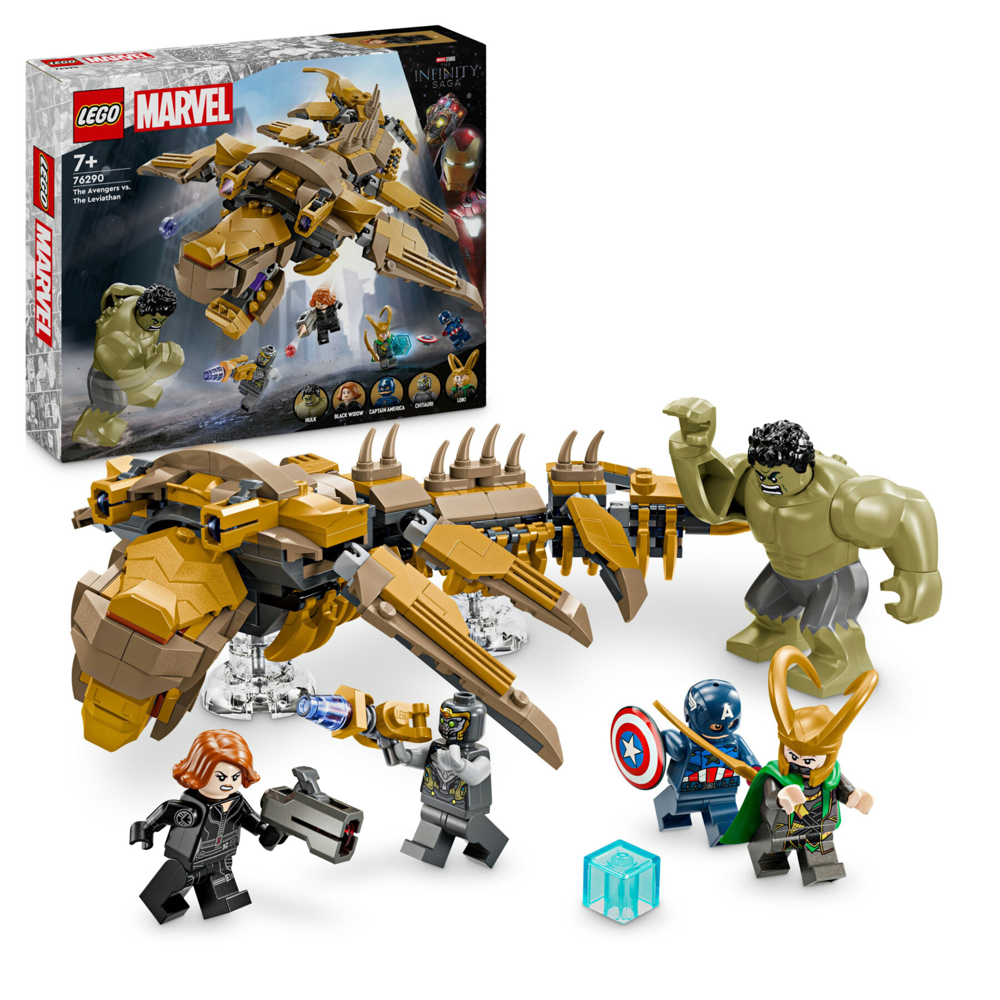 Lego marvel 76290 avengers vs. leviathan, figura giocattolo costruibile con minifigure di supereroi, giochi per bambini 7+