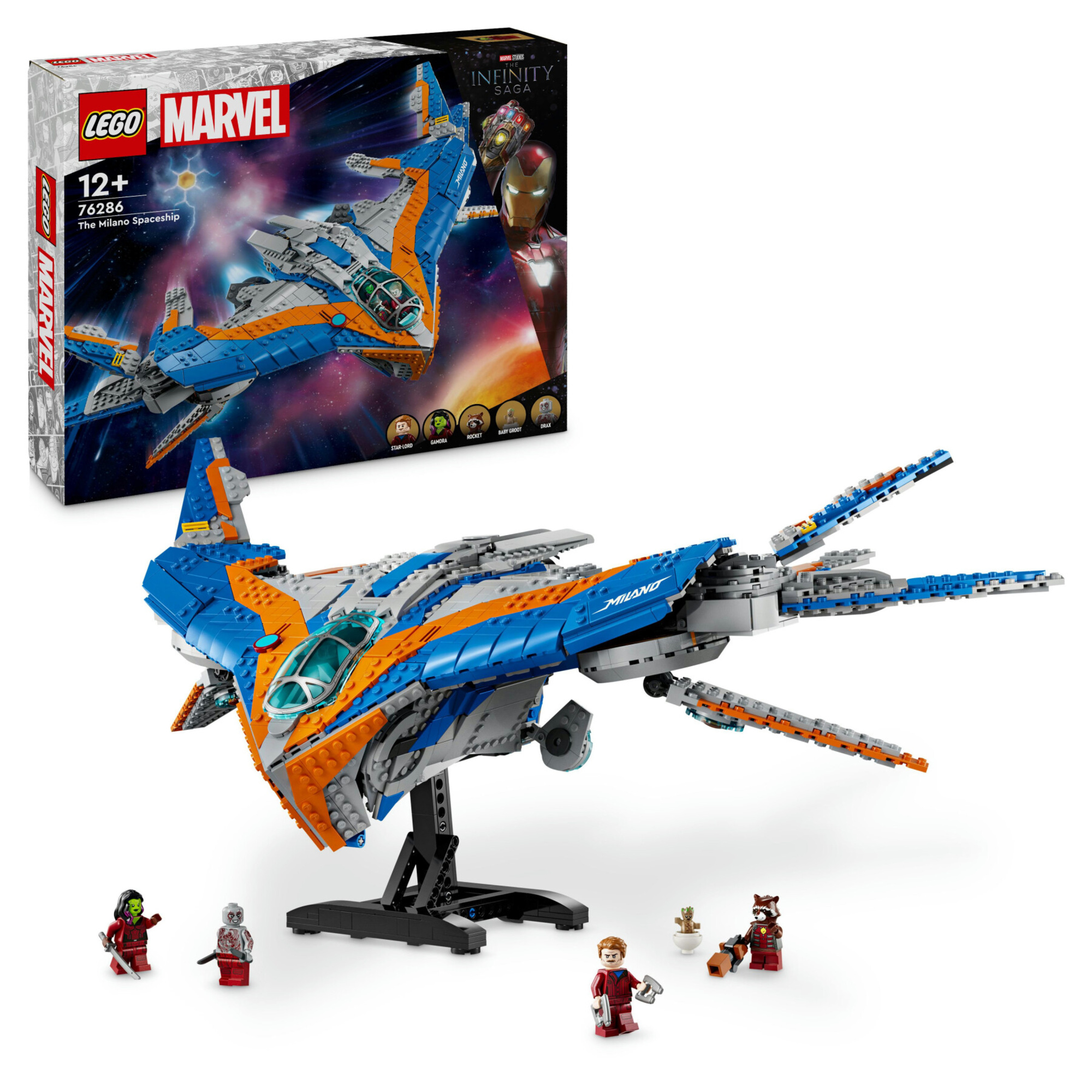 Lego marvel 76286 guardiani della galassia: milano, astronave giocattolo con 4 supereroi, regalo per bambini 12+ da collezione - Lego