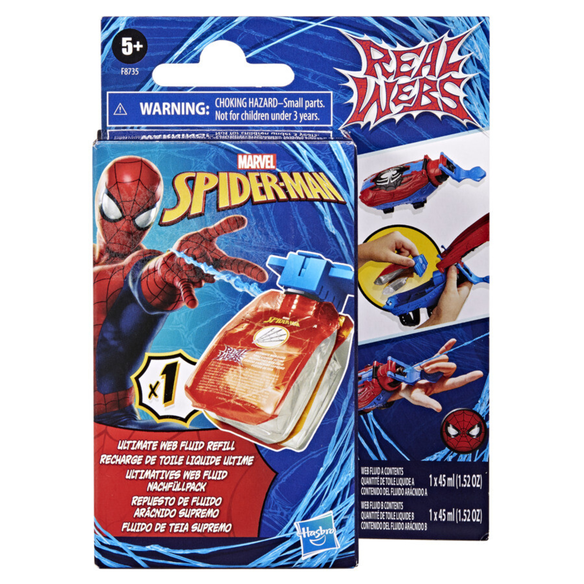 Hasbro marvel spider-man, real webs refill pack, ricarica di fluido ragnatela real webs, da usare con il blaster giocattolo real webs - Spiderman