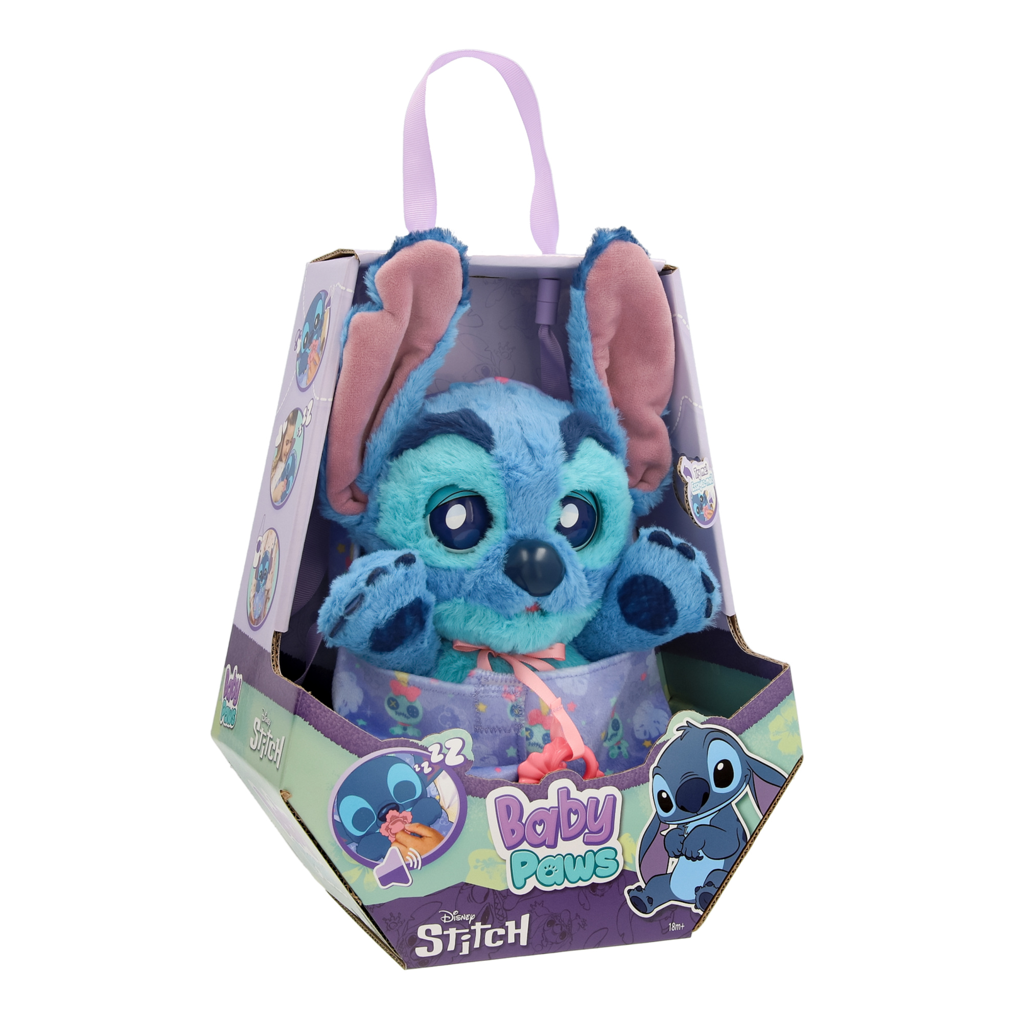 Baby paws stitch, cucciolo interattivo  come il personaggio disney, con suoni, ciuccio e borsetta-copertina - BABY PAWS