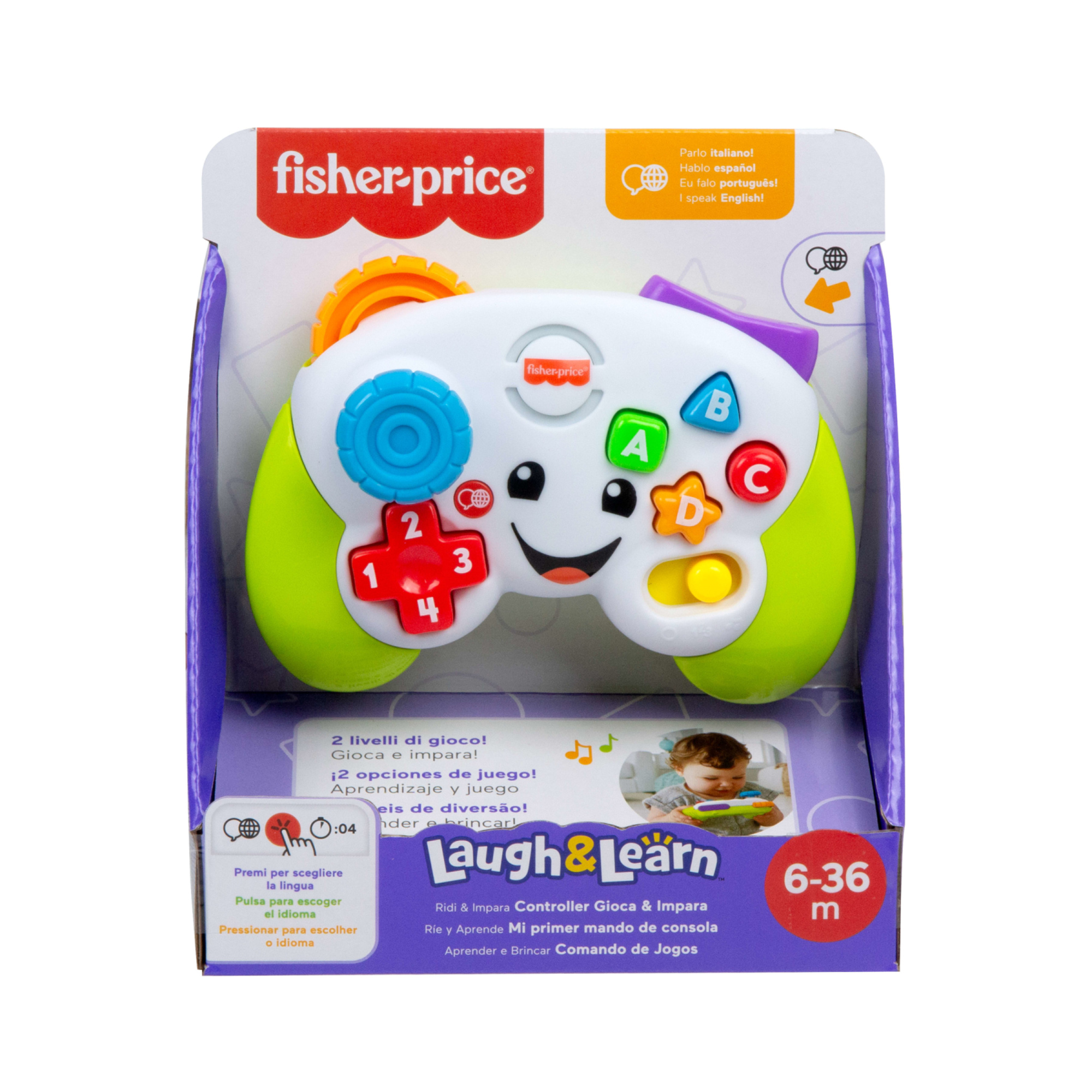 Fisher-price - controller gioca & impara, con due modalità "videogioco" e tanti pulsanti con luci e suoni - 