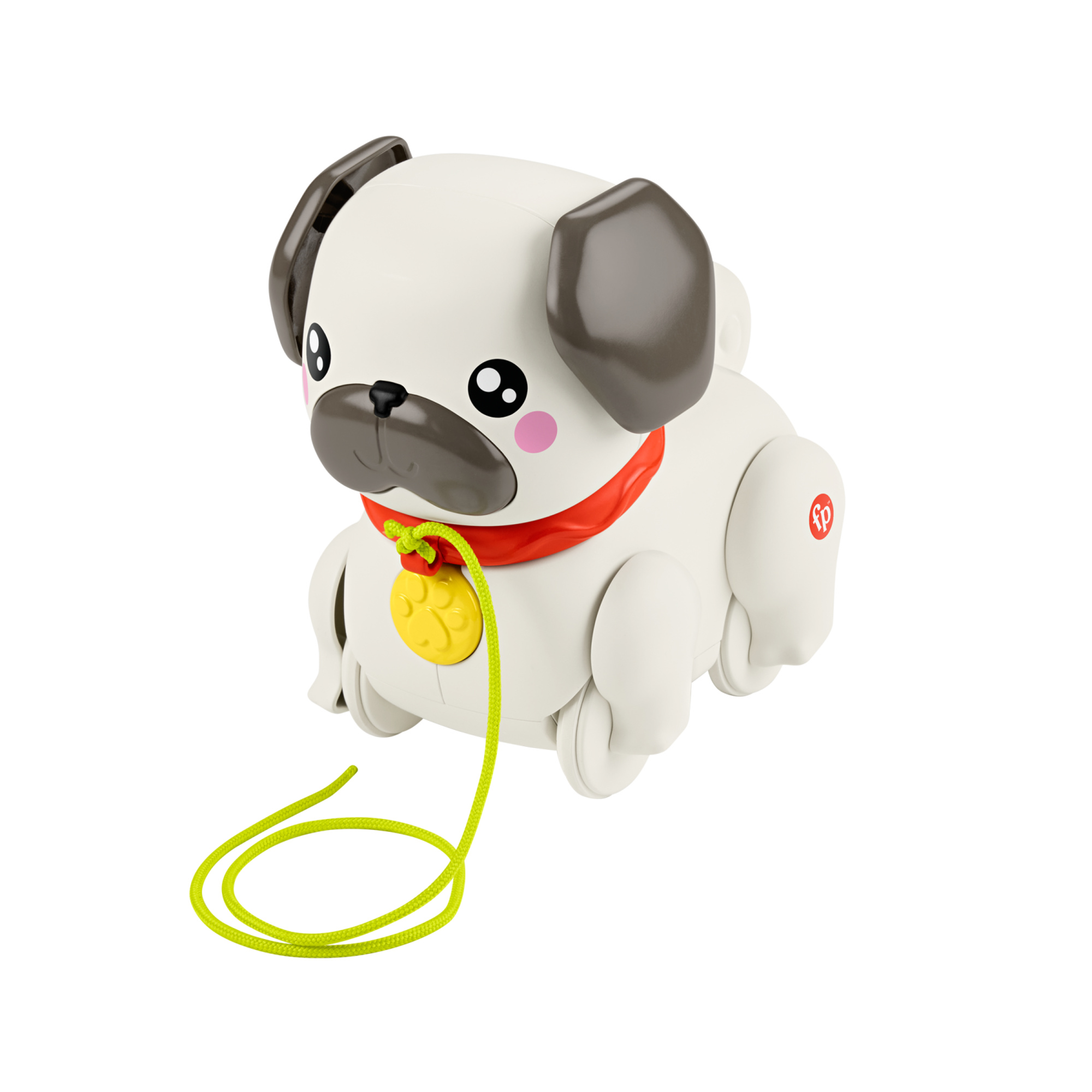 Fisher-price pets - carlino cammina con me, cucciolo trainabile con guinzaglio e suoni, incoraggia a camminare e abbaia con il movimento - 