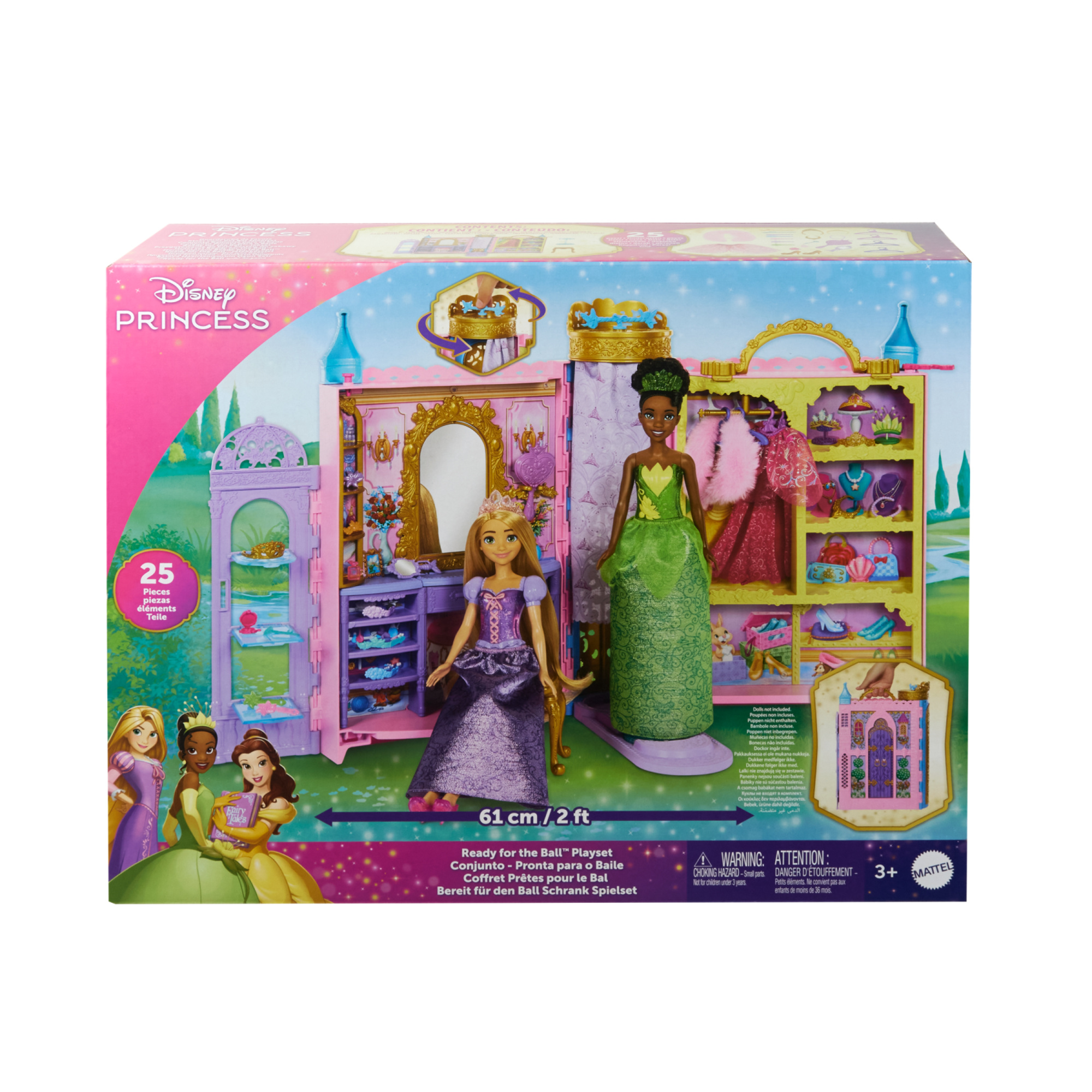 Disney princess - guardaroba da favola, playset armadio apribile fino a 60cm con 2 abiti e 25 accessori - DISNEY PRINCESS, NO BRAND