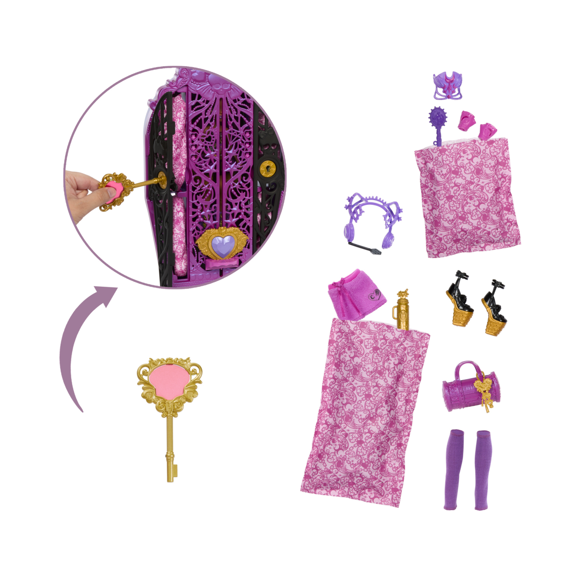 Monster high - segreti da brivido clawdeen wolf misteri mostruosi, set con bambola e guardaroba, 19 soprese e capi d'abbigliamento inclusi - Monster High