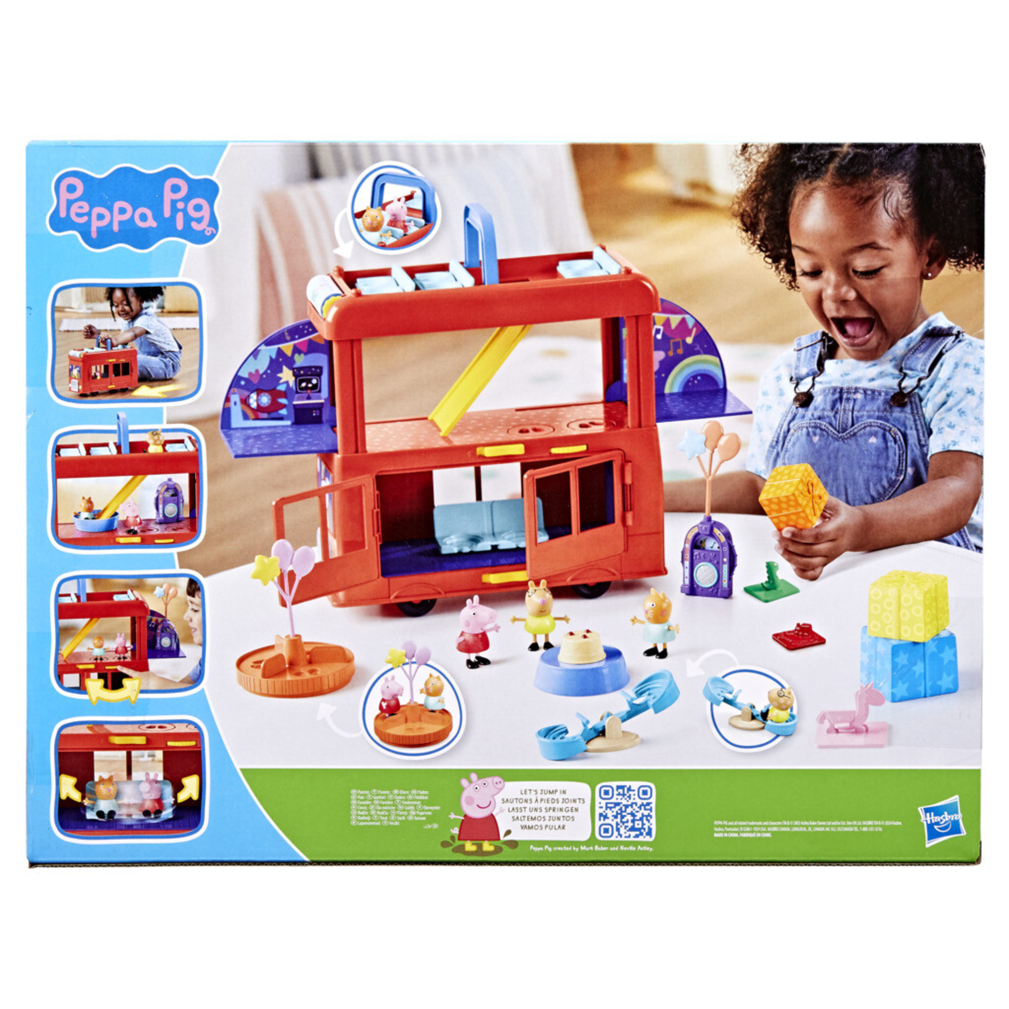 Peppa pig - 2 in 1 party bus, playset con bus di peppa pig 2 in 1 - PEPPA PIG