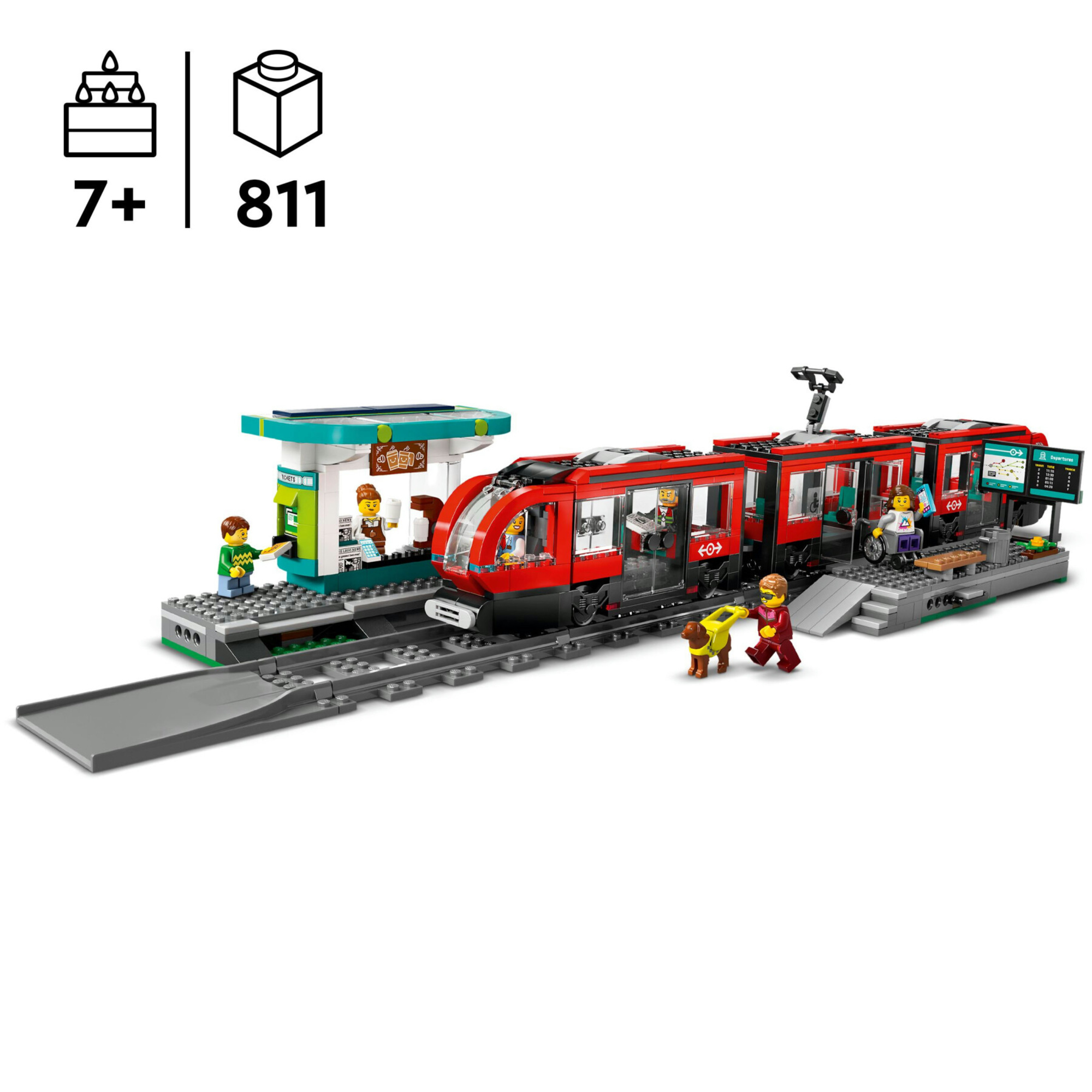 Lego city 60423 tram e fermata del tram, treno giocattolo da costruire con stazione e vagoni ferroviari, giochi per bambini 7+ - LEGO CITY