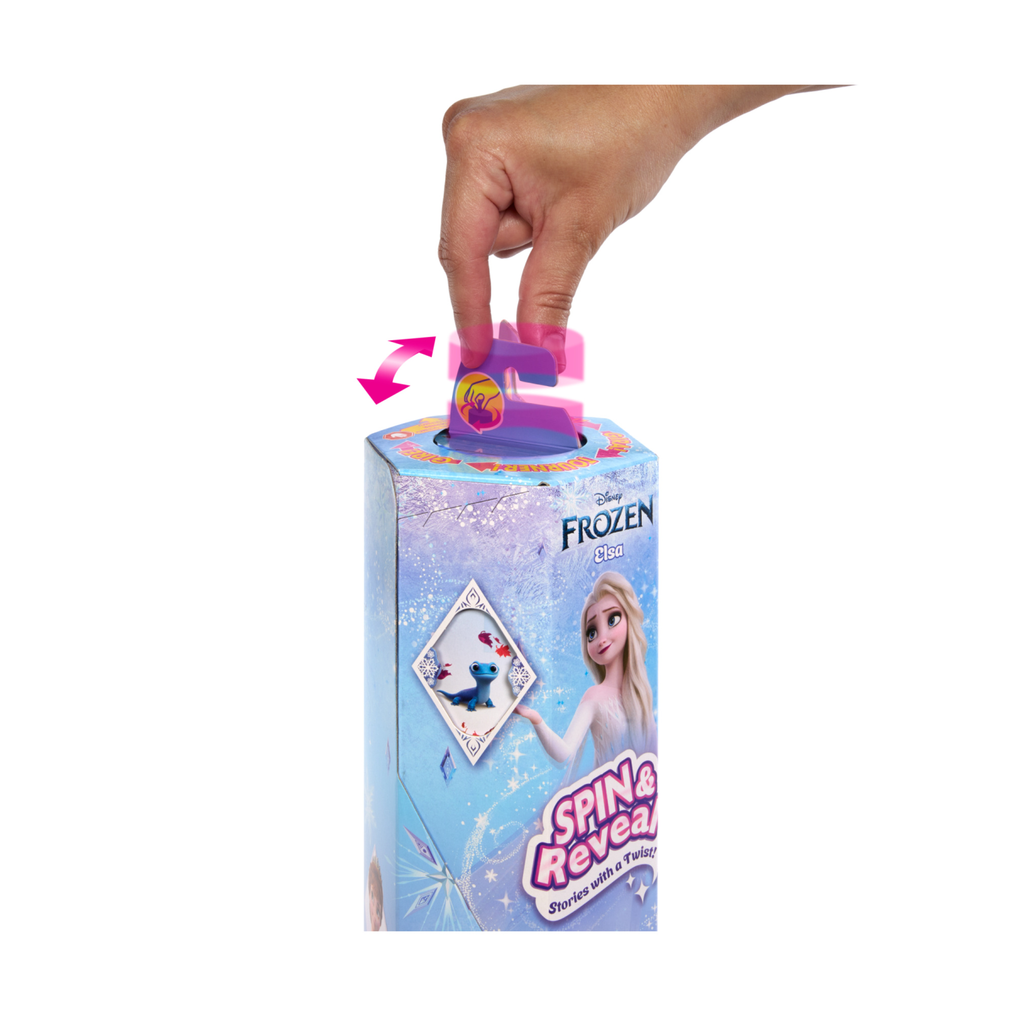 Disney frozen - elsa spin & reveal, set con bambola e 11 sorprese da scoprire, 5 accessori e 5 adesivi inclusi - Frozen