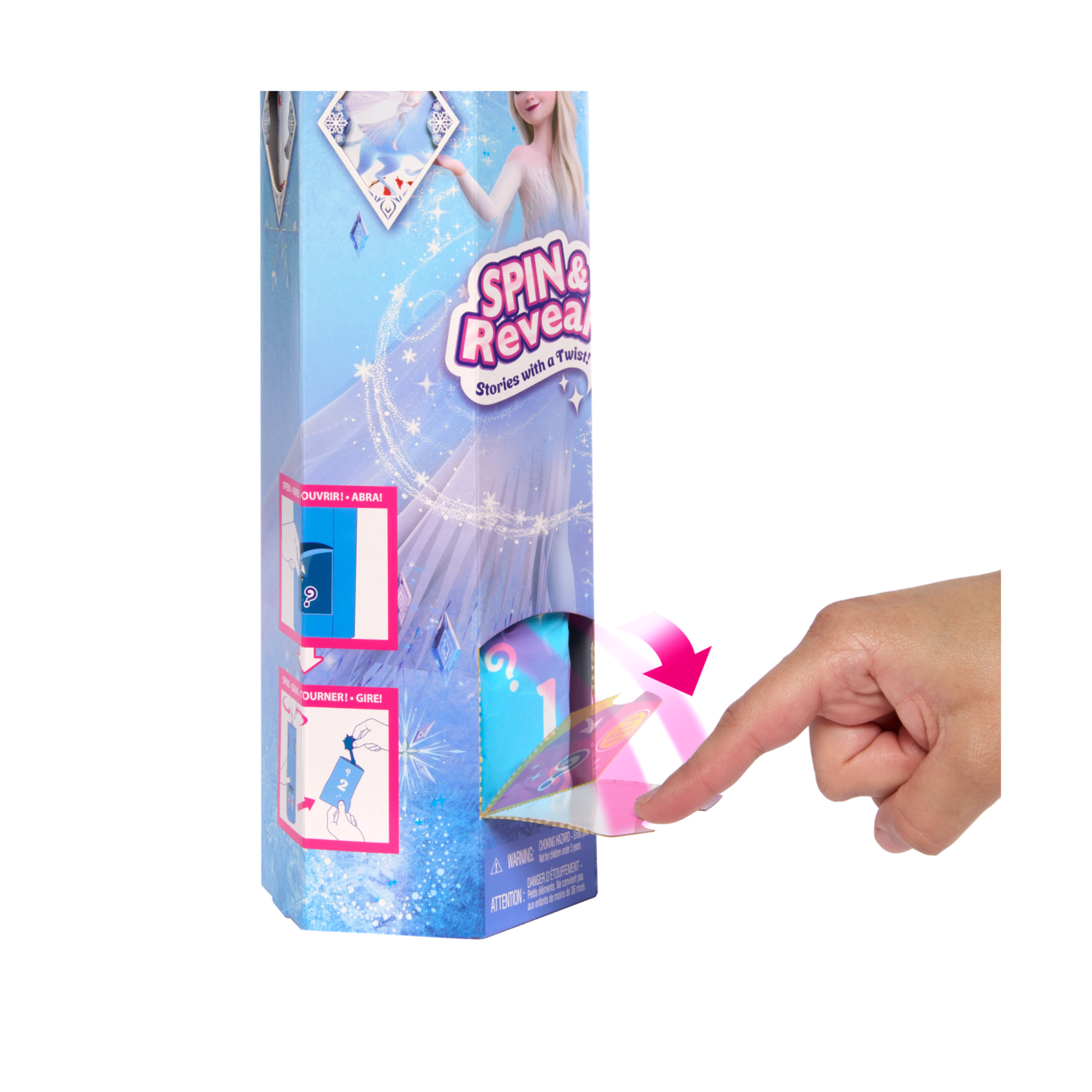 Disney frozen - elsa spin & reveal, set con bambola e 11 sorprese da scoprire, 5 accessori e 5 adesivi inclusi - Frozen