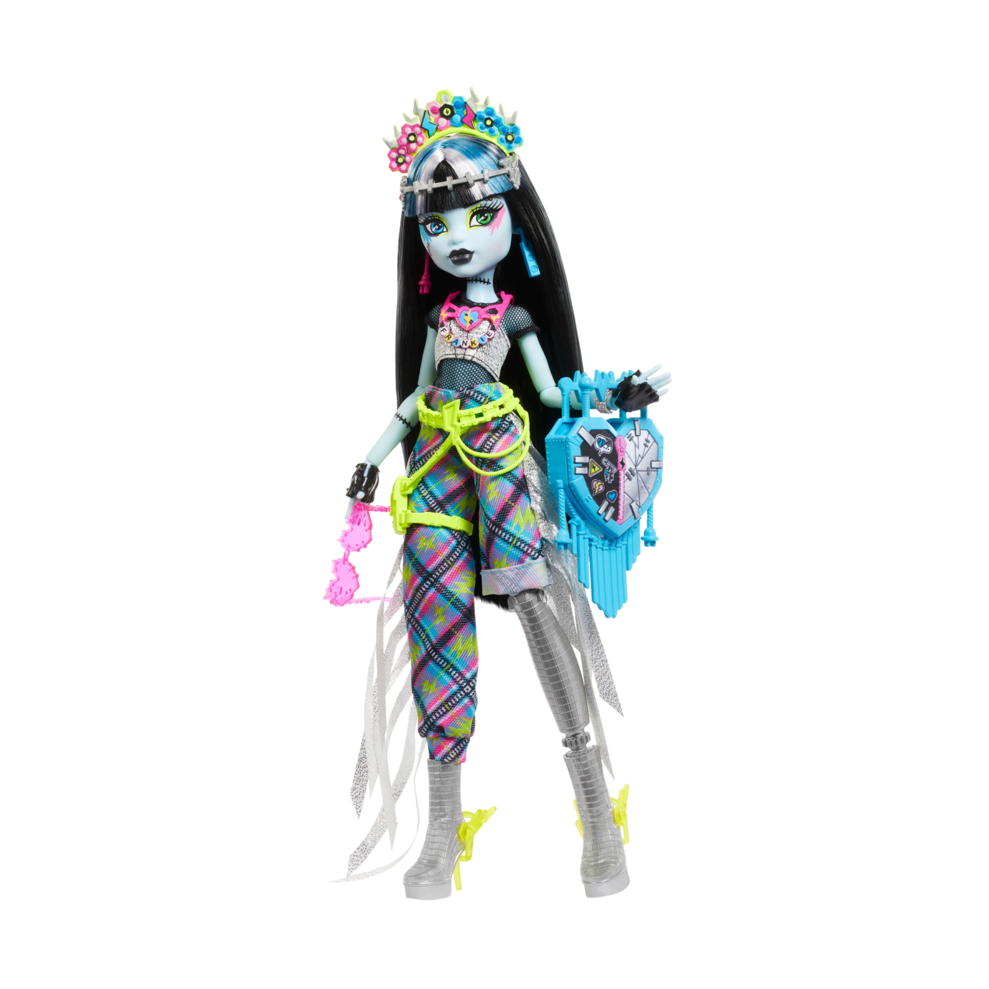 Monster high - frankie stein monster fest, bambola con outfit glamour e accessori a tema festival musicale inclusi - Monster High