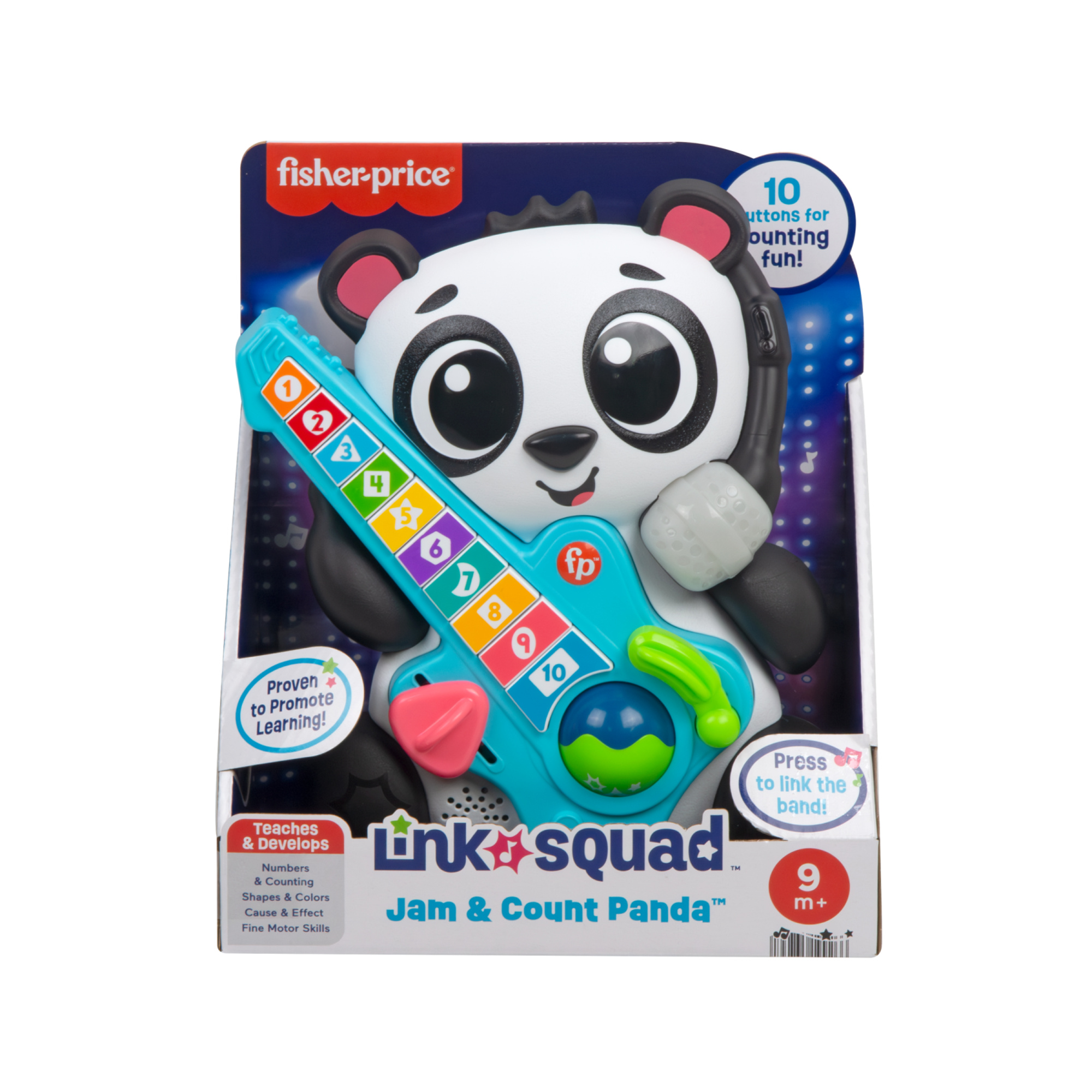 Fisher- price animal band - gina la pandina impariamo a contare, panda interattivo per l'apprendimento con 10 tasti e 70 canzoni - FISHER-PRICE