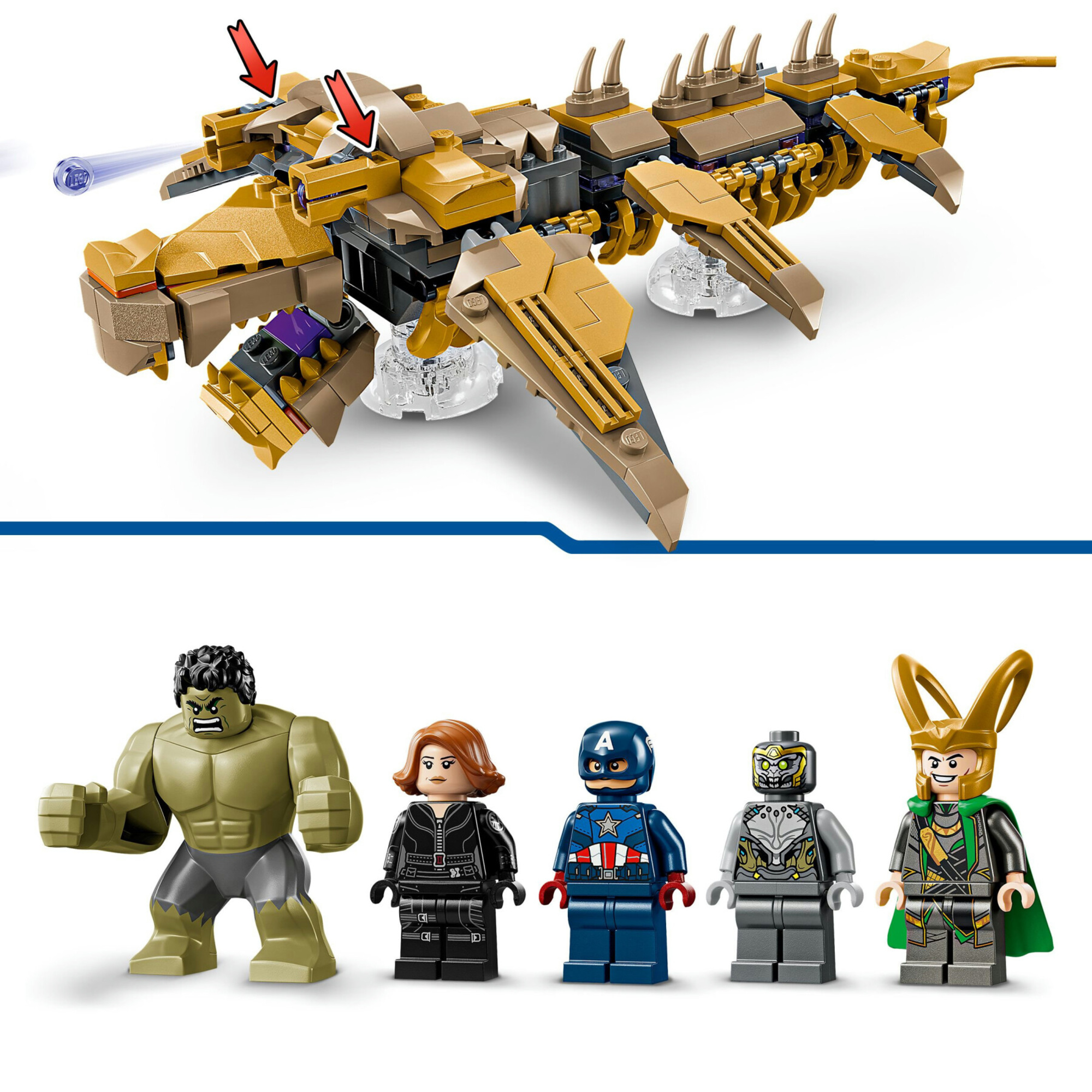 Lego marvel 76290 avengers vs. leviathan, figura giocattolo costruibile con minifigure di supereroi, giochi per bambini 7+ - Lego